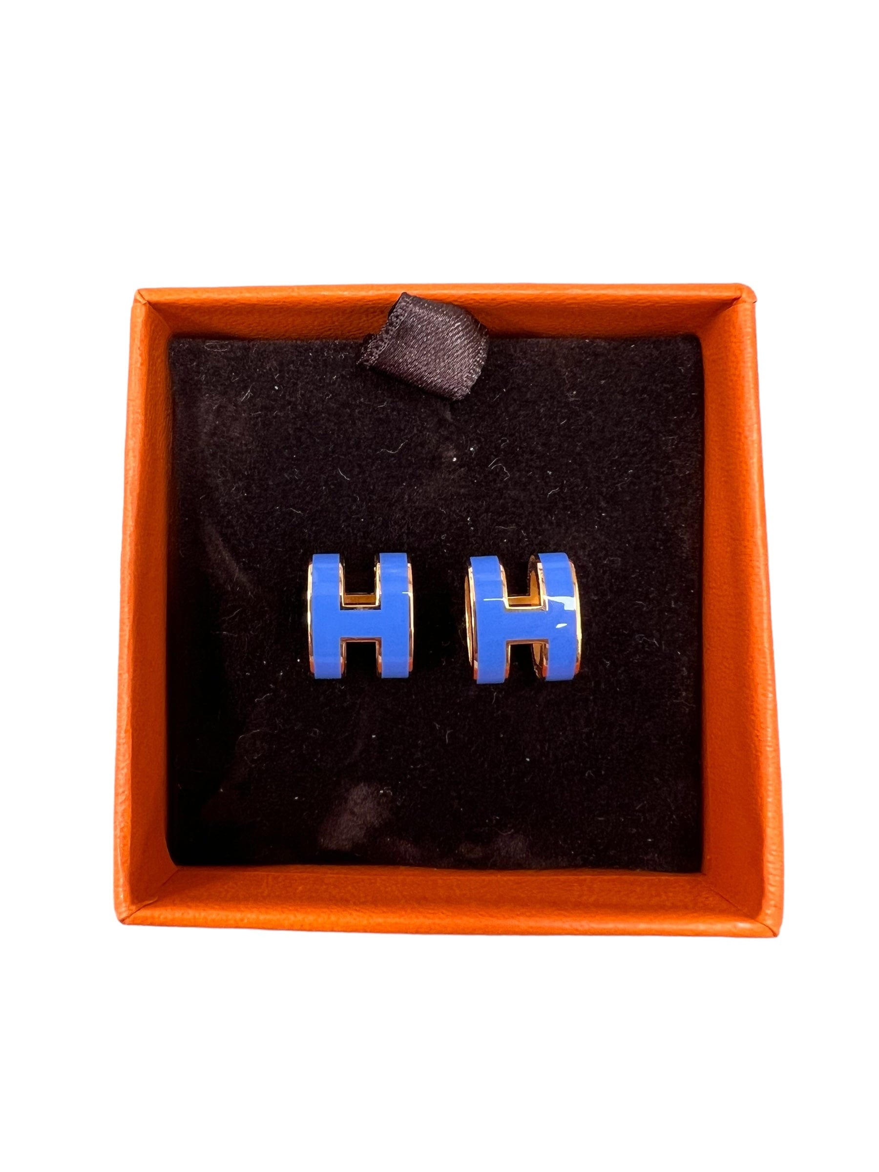 Hermès Hermes Pop H Earrings Blue GHW SYC1188