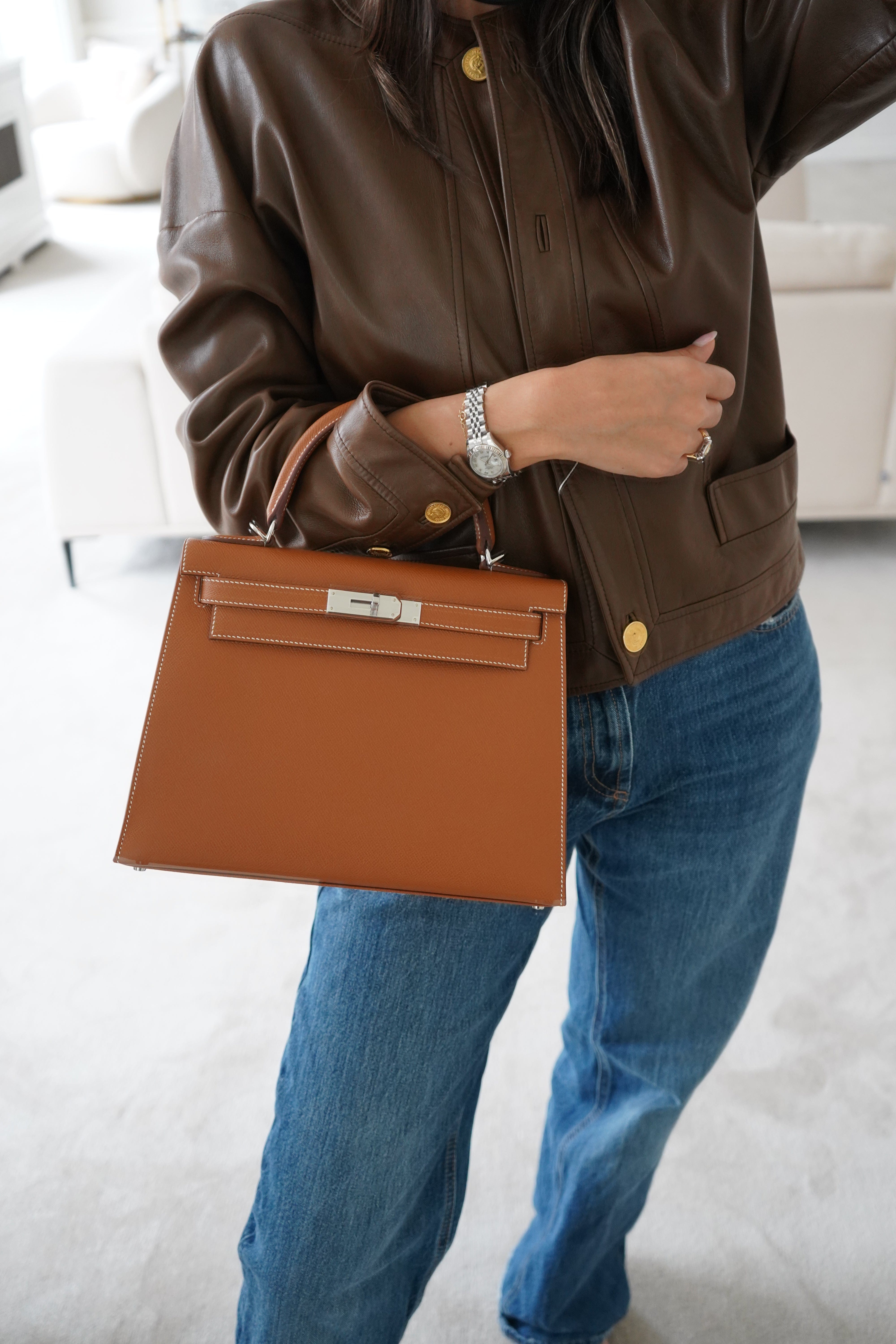 Hermès HERMÈS KELLY 28CM SELLIER GOLD Epsom Leather with Palladium Hardware