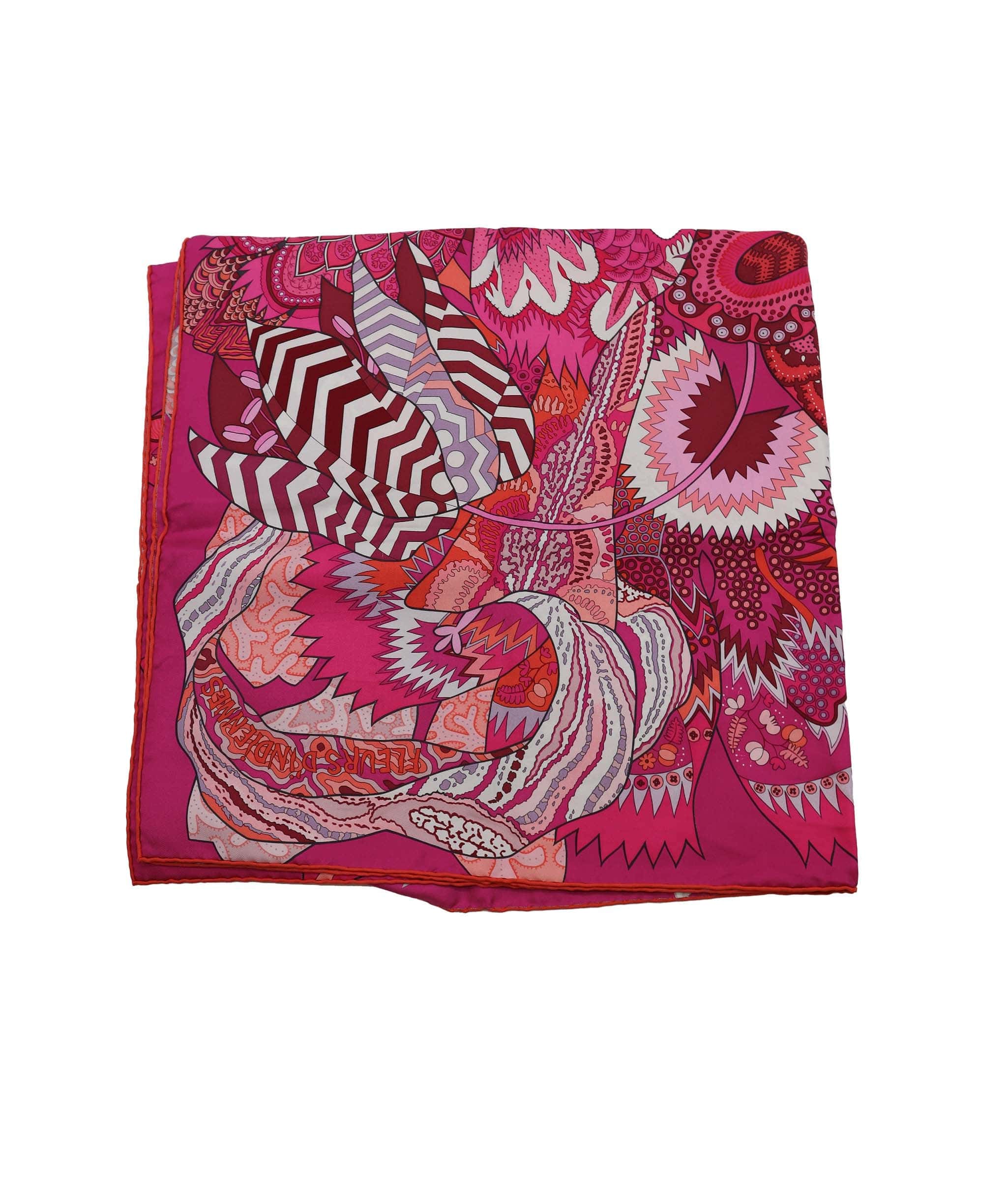 Hermès HERMES Carre 90 FLEURS DINDIENNES Scarf Silk Pink  DXBV0358