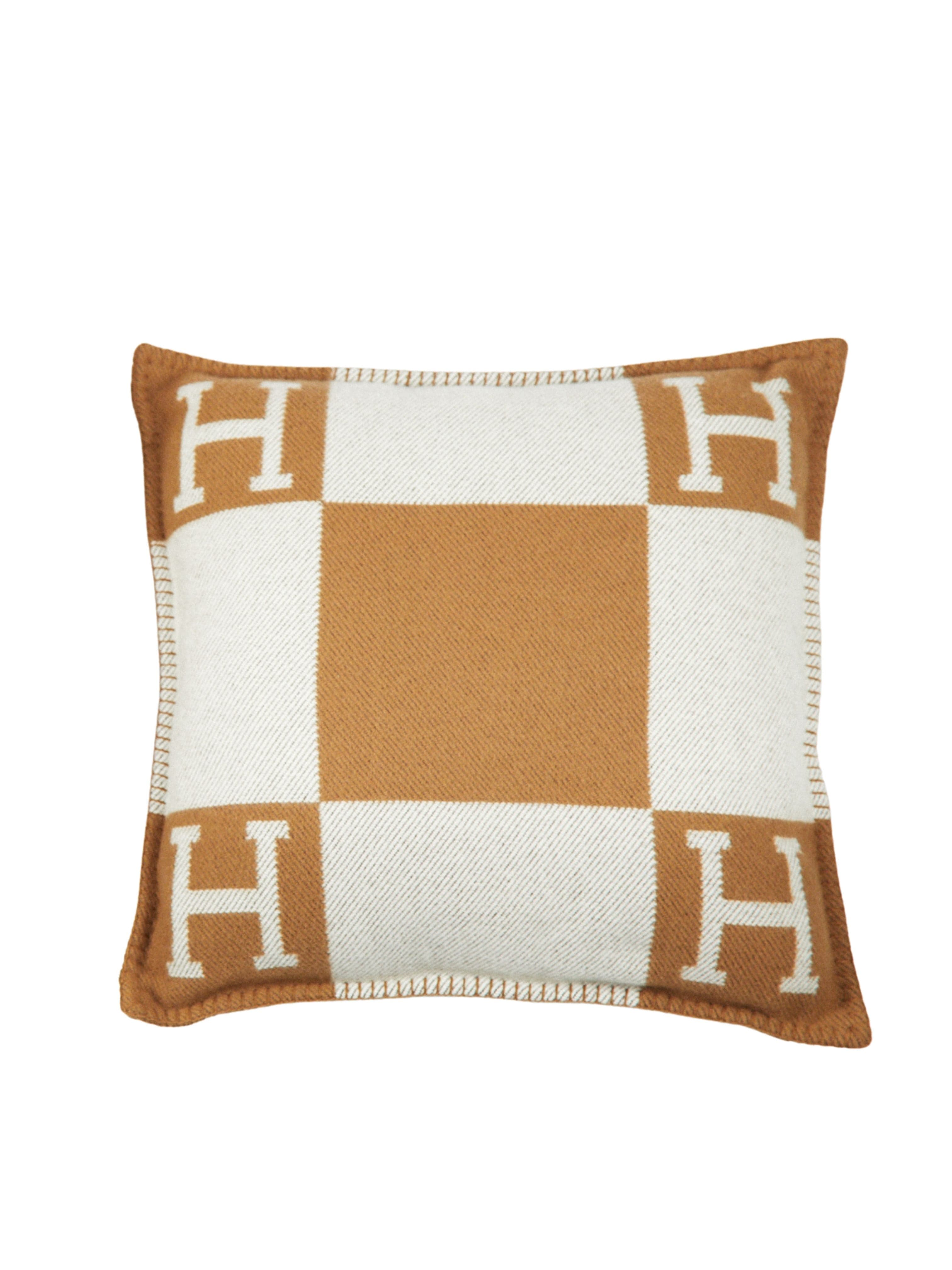 Hermès HERMÈS AVALON PILLOW Small Model in Camel & Ecru