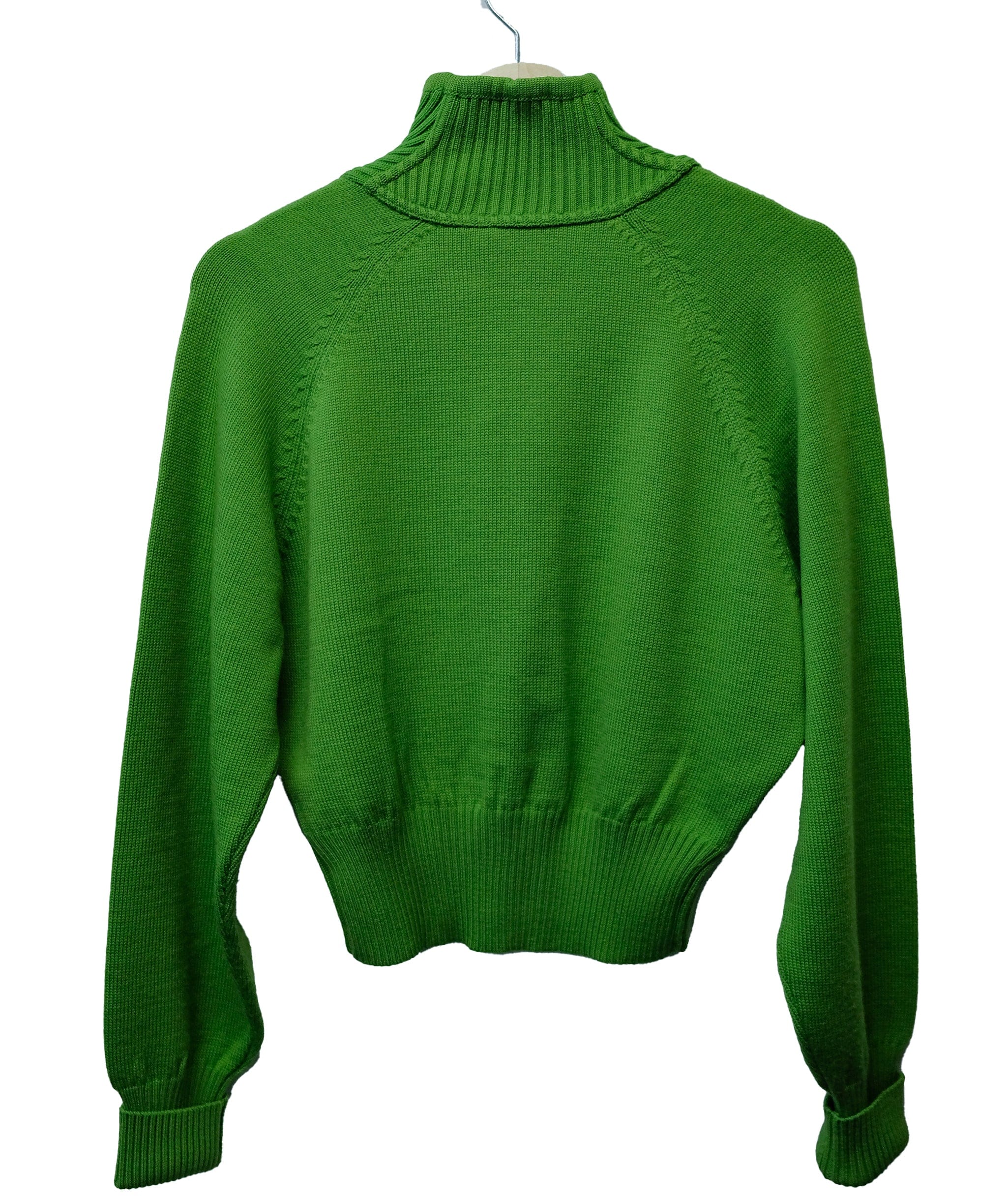 Hermès Hermes Gold Buttons Ribbed Sweater Green ASL10427