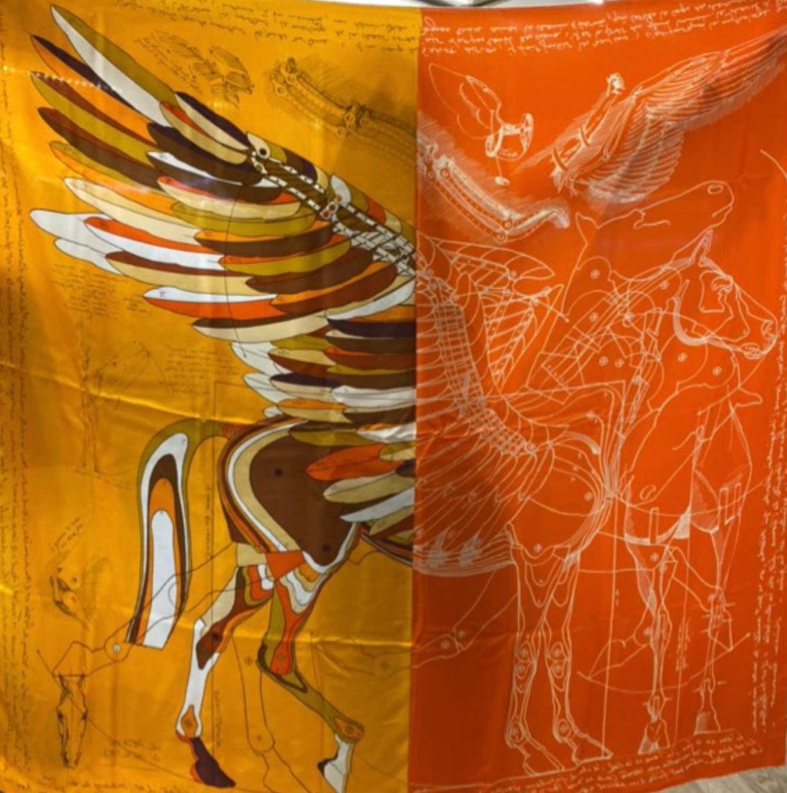 Hermes Hermes Silk Scarf - Orange Pegase