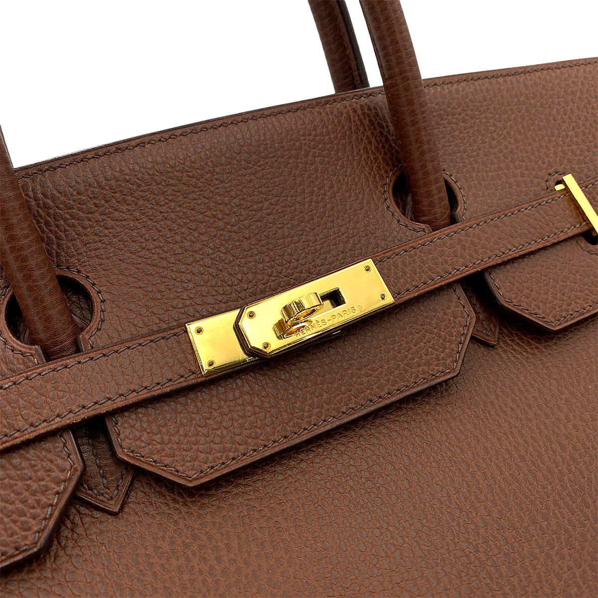 Hermes HERMES BIRKIN 40 MARRON FONCE ARDENNES HAND BAG □G GHW 90250277