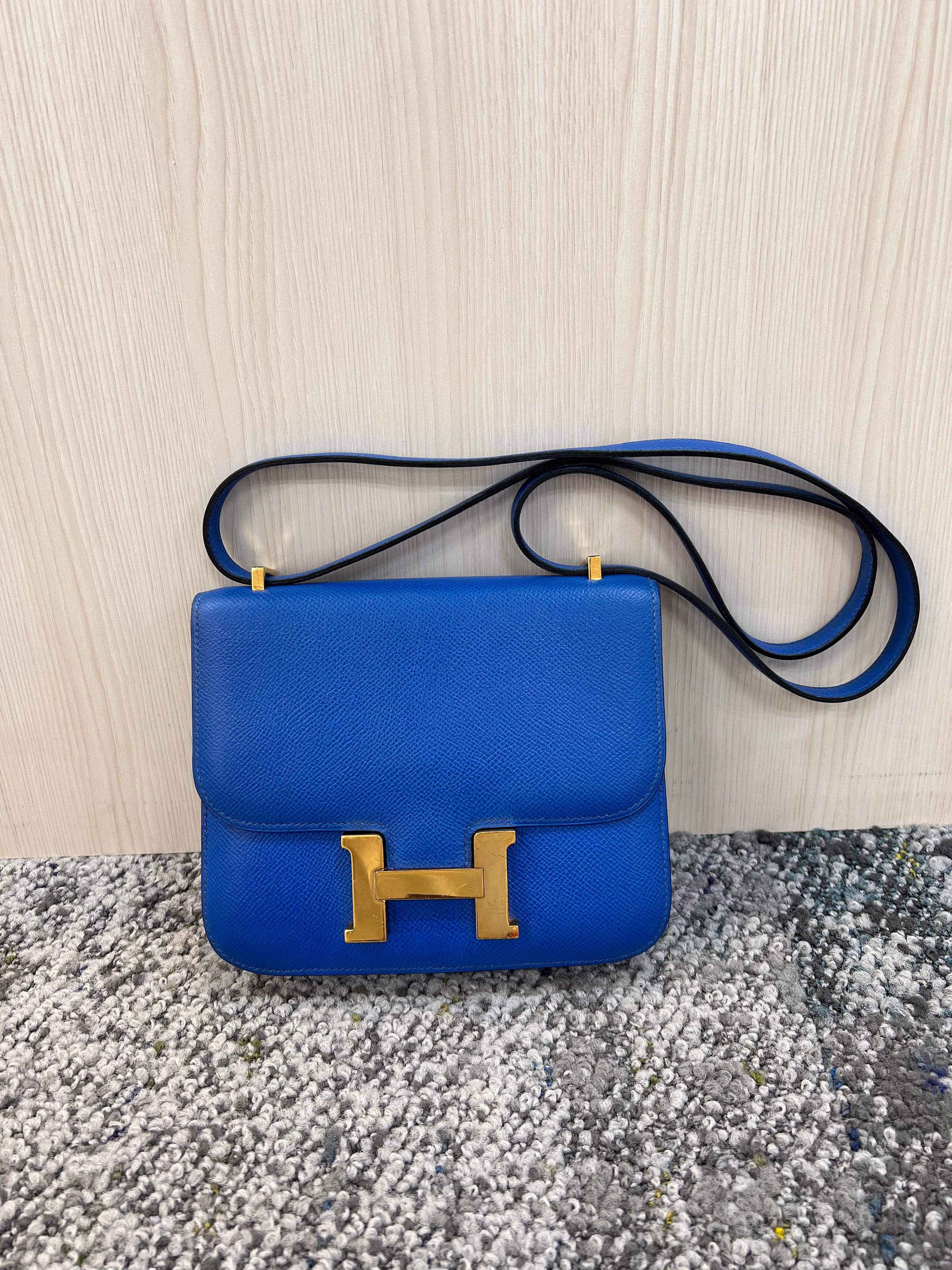 Hermès HERMES CONSTANCE MINI 18 BLUE COUCHVEL SHOULDER BAG 〇X 90258059