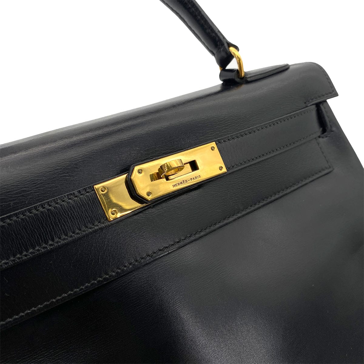 Hermes HERMES KELLY 28 RETOURNE BLACK BOXCALF HAND SHOULDER BAG 〇I GHW 90255773