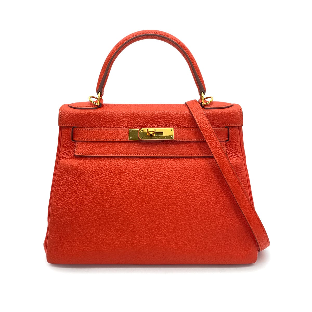 Hermes HERMES KELLY 28 RETOURNE ROUGE TOMATE TAURILLON CLEMENCE HAND SHOULDER BAG X GHW 90256406