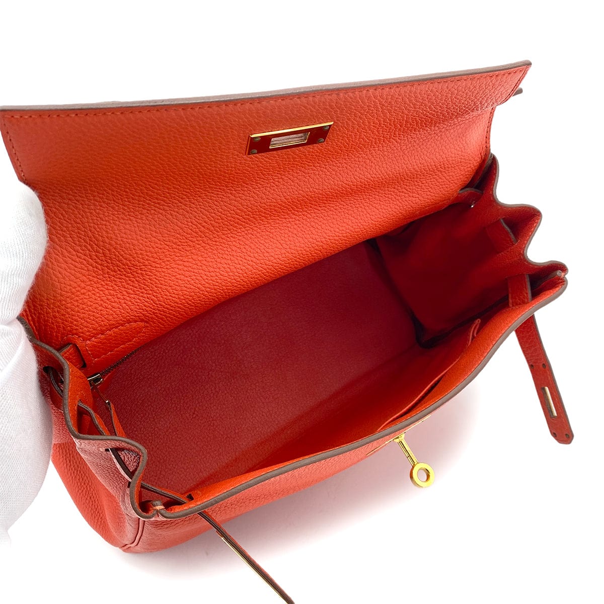 Hermes HERMES KELLY 28 RETOURNE ROUGE TOMATE TAURILLON CLEMENCE HAND SHOULDER BAG X GHW 90256406