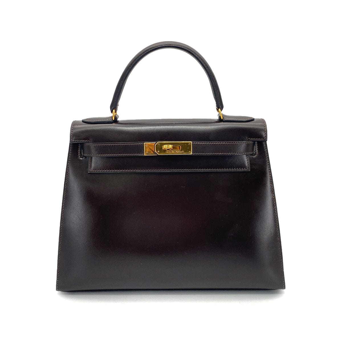 Hermes HERMES KELLY 28 SELLIER BROWN TYPE BOXCALF HAND SHOULDER BAG 〇R GHW 90255946