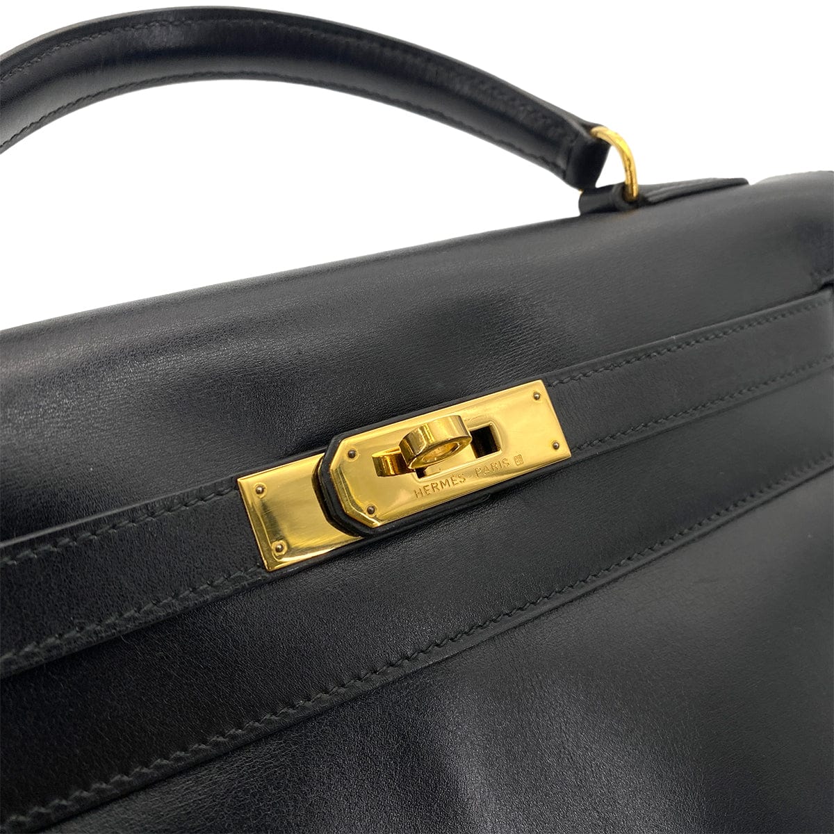 Hermes HERMES KELLY 32 RETOURNE BLACK BOXCALF HAND SHOULDER BAG 〇V GHW 90255764