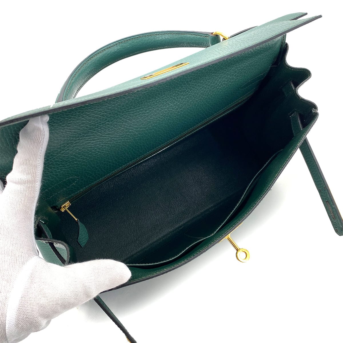 Hermes HERMES KELLY 32 RETOURNE VERT ARDENNES HAND SHOULDER BAG 〇X 90255855