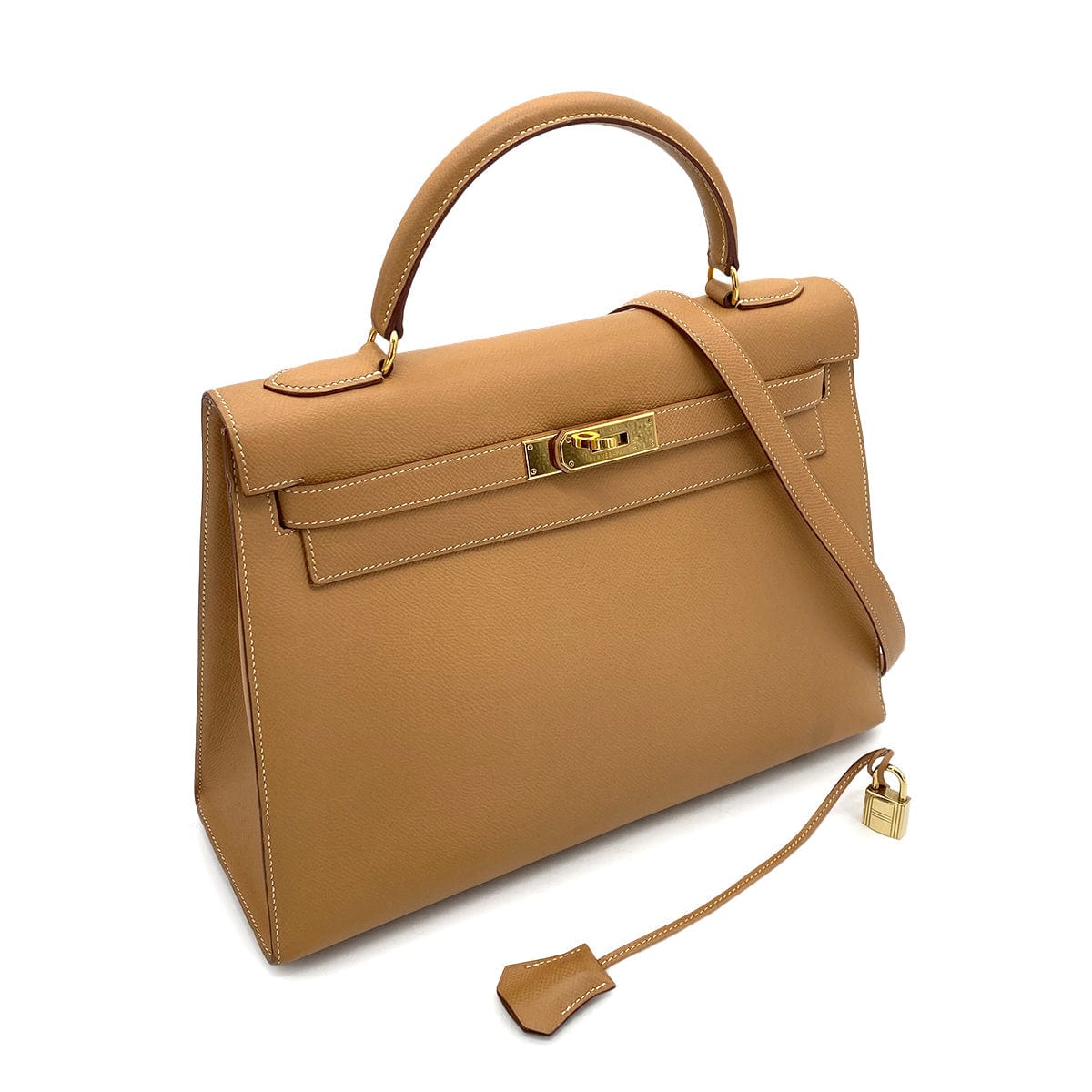 Hermès HERMES KELLY 32 SELLIER NATURAL COUCHEVEL HAND SHOULDER BAG □A 90257446