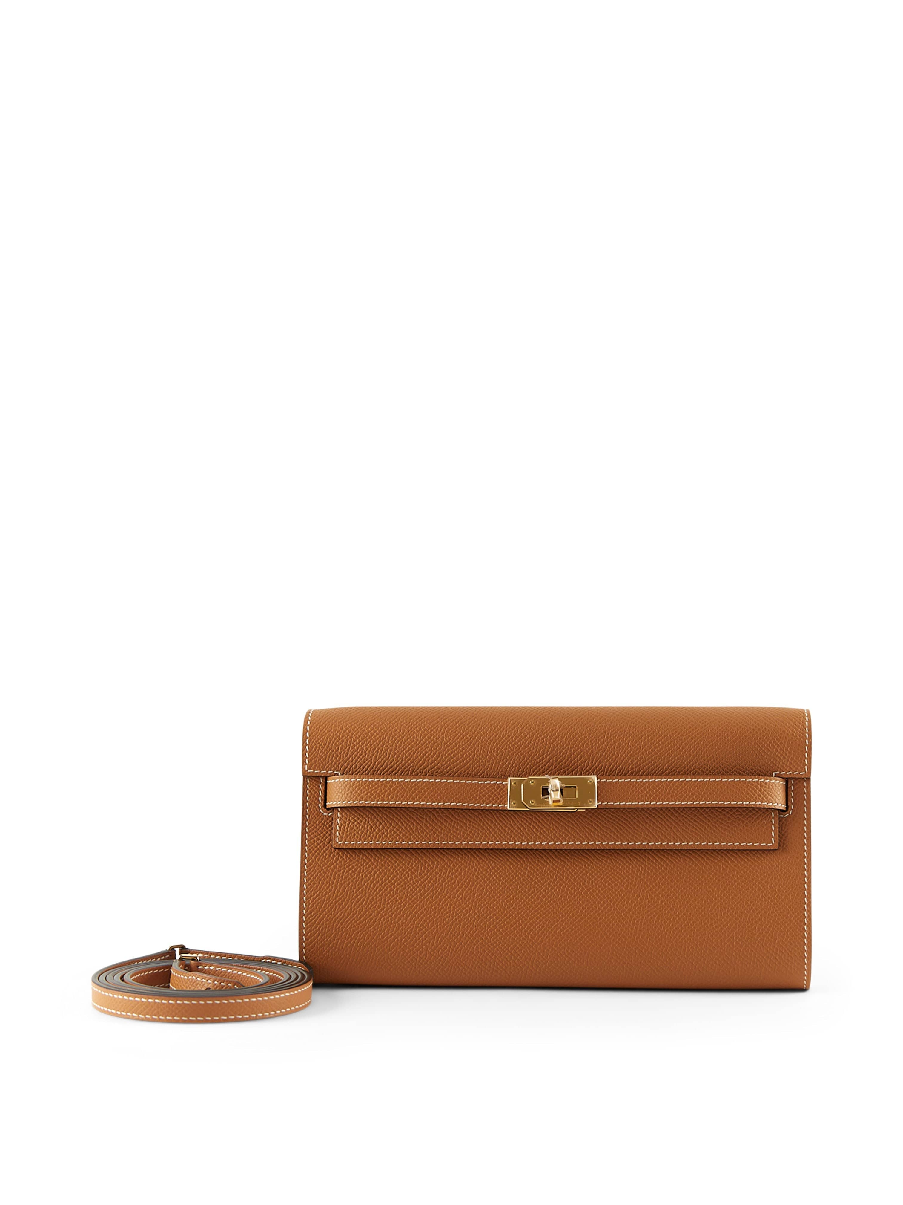 Hermès HERMÈS KELLY TO GO WALLET TOFFEE Epsom Leather with Gold Hardware