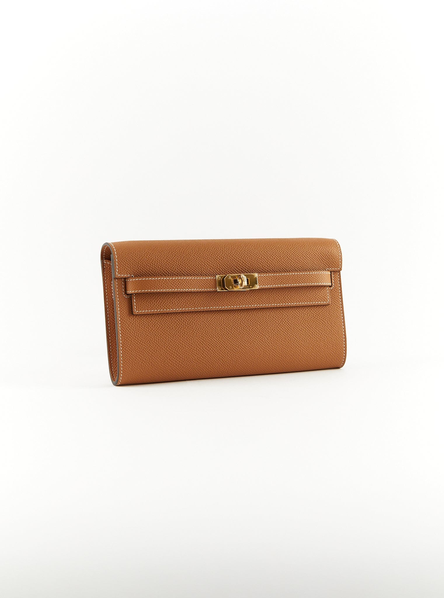 Hermès HERMÈS KELLY TO GO WALLET TOFFEE Epsom Leather with Gold Hardware