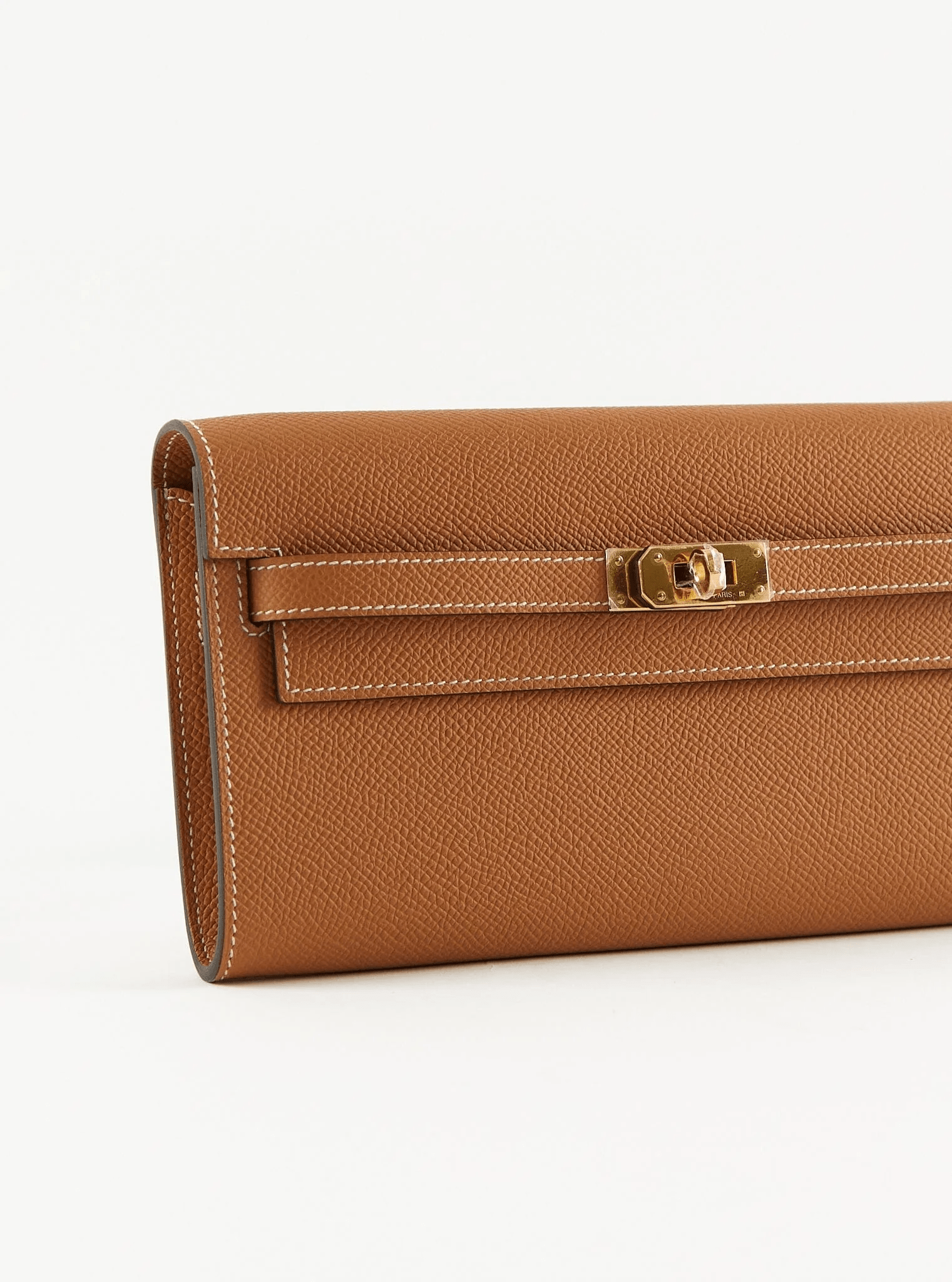 Hermès HERMÈS KELLY TO GO WALLET TOFFEE Epsom Leather with Gold Hardware