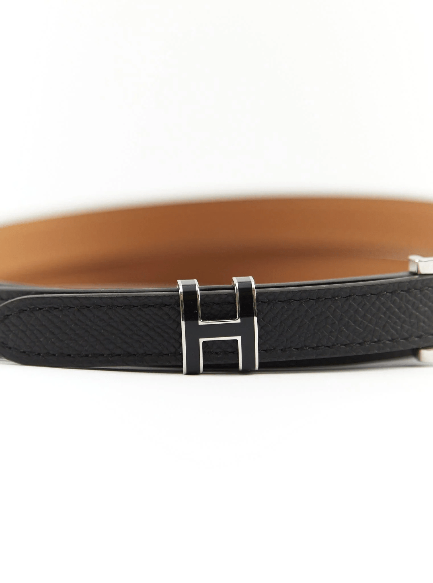 Hermès HERMÈS POP H 15 BELT 85 Black Epsom Leather with Palladium Hardware