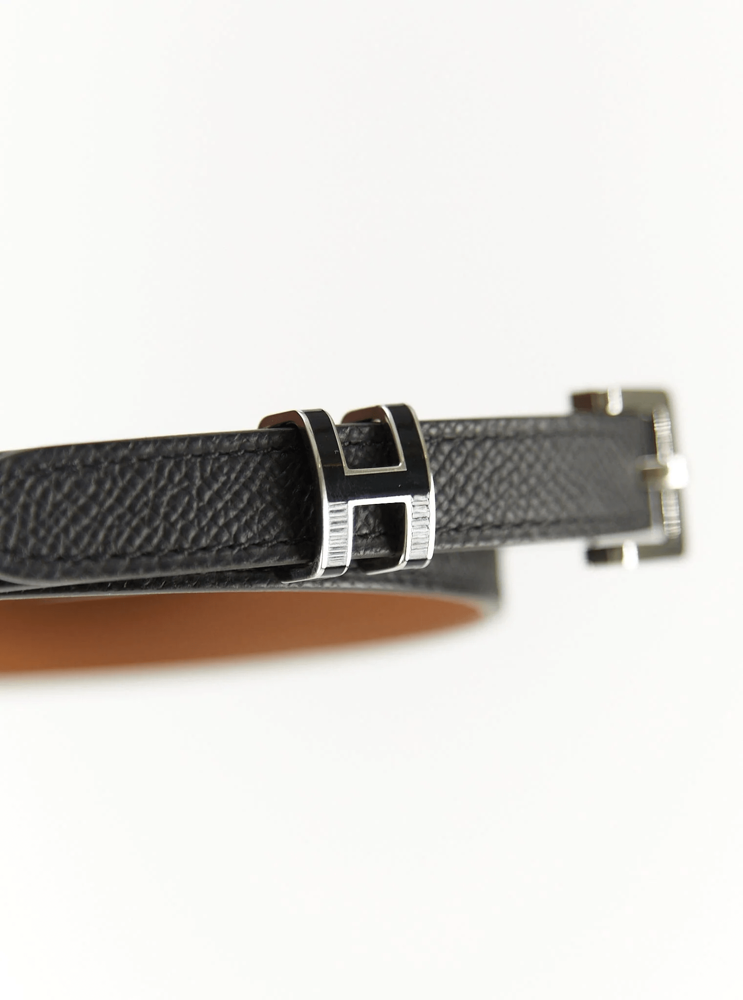 Hermès HERMÈS POP H 15 BELT 85 Black Epsom Leather with Palladium Hardware