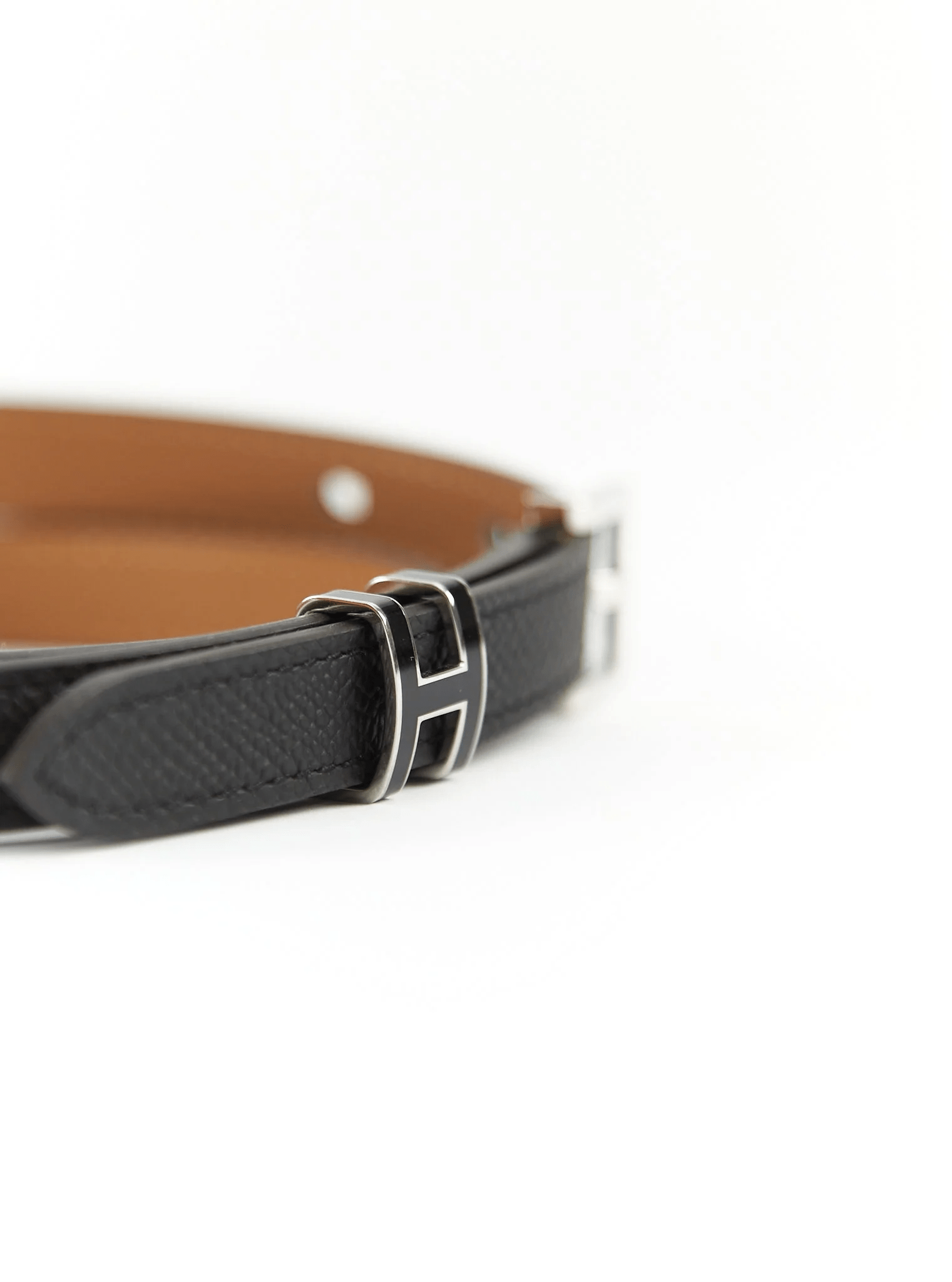 Hermès HERMÈS POP H 15 BELT 85 Black Epsom Leather with Palladium Hardware