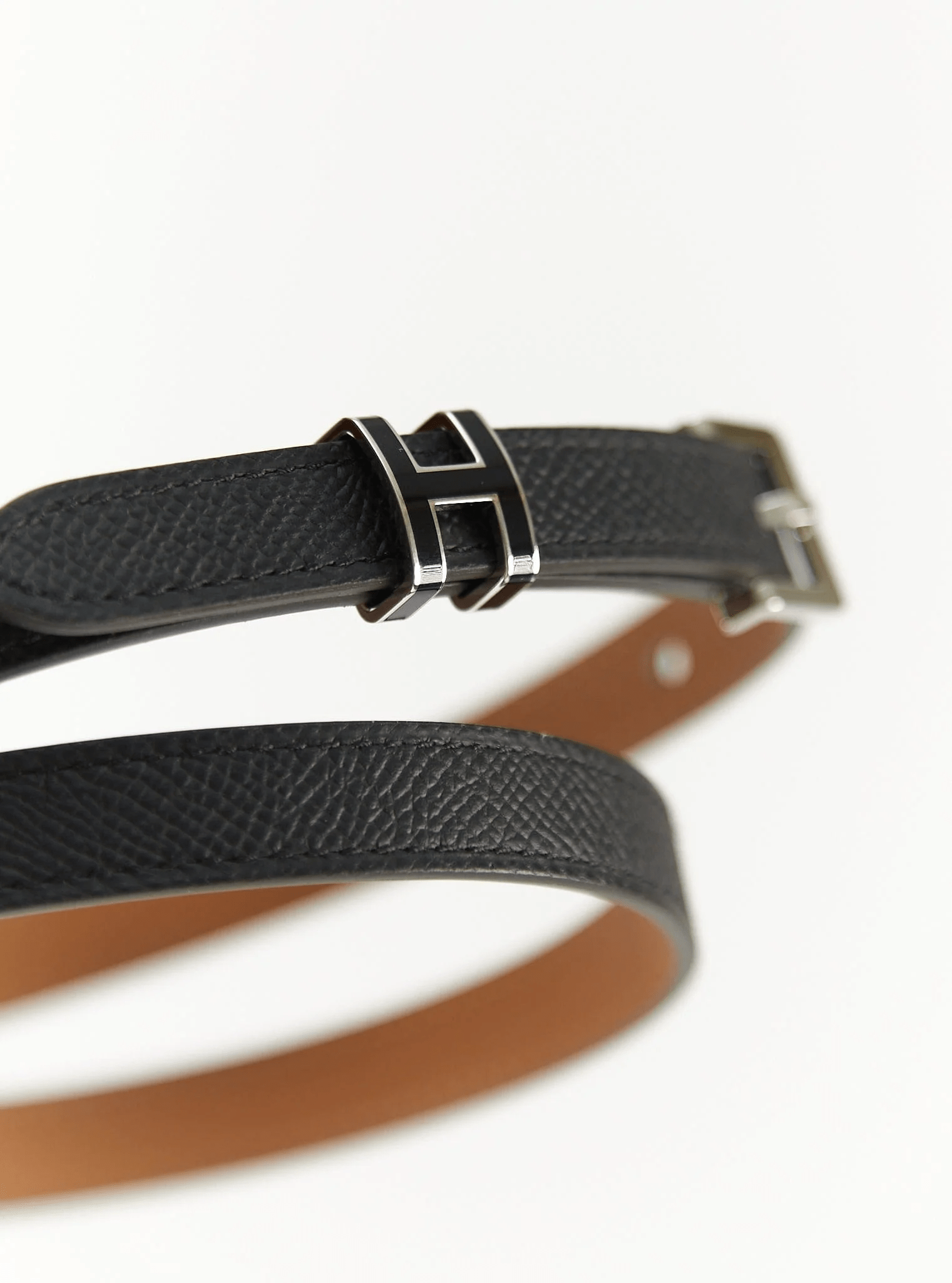 Hermès HERMÈS POP H 15 BELT 85 Black Epsom Leather with Palladium Hardware