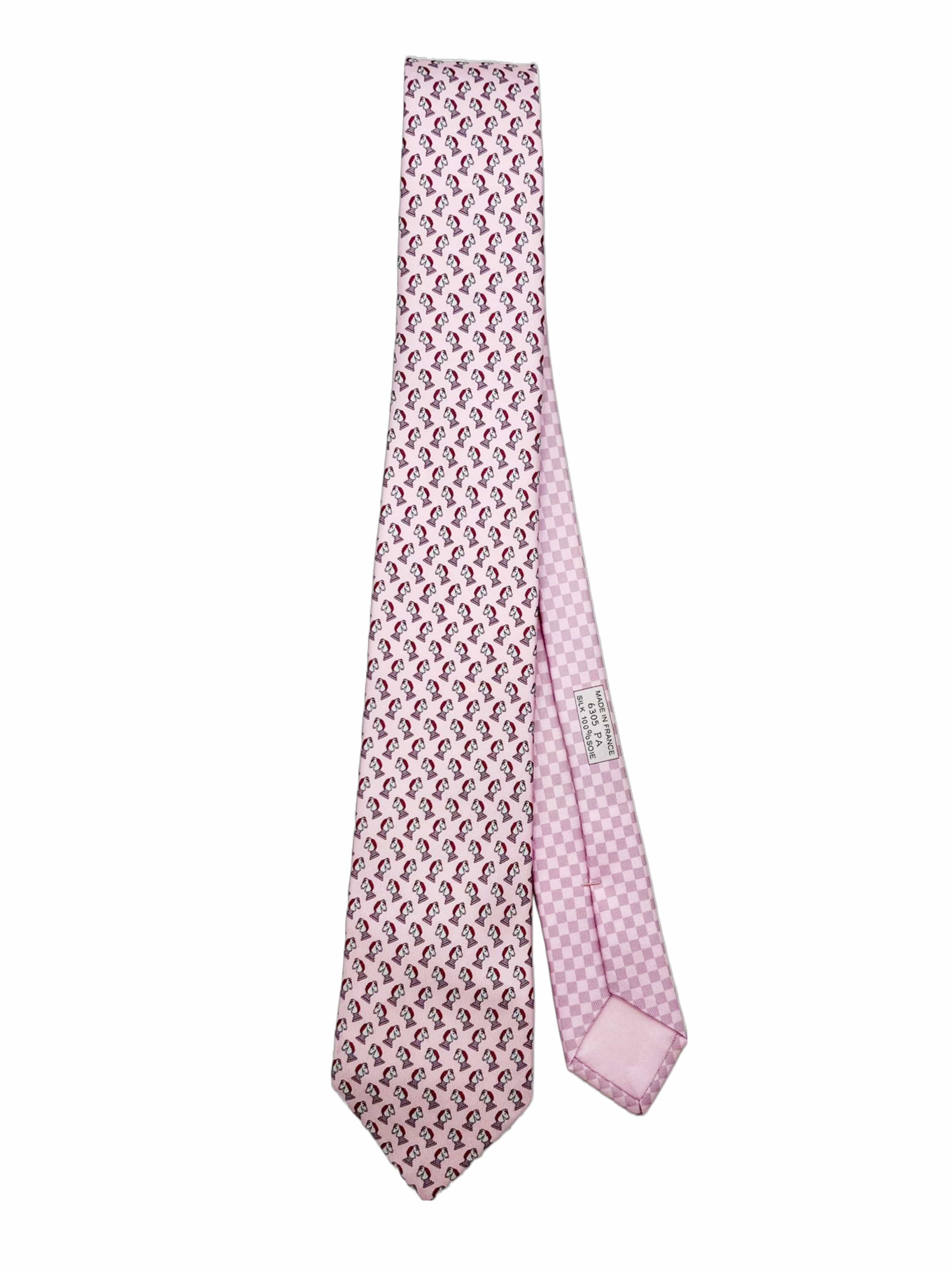 Hermès HERMÈS "ECHEC ET MAT TWILLBI" TIE Fuchsia & Rose