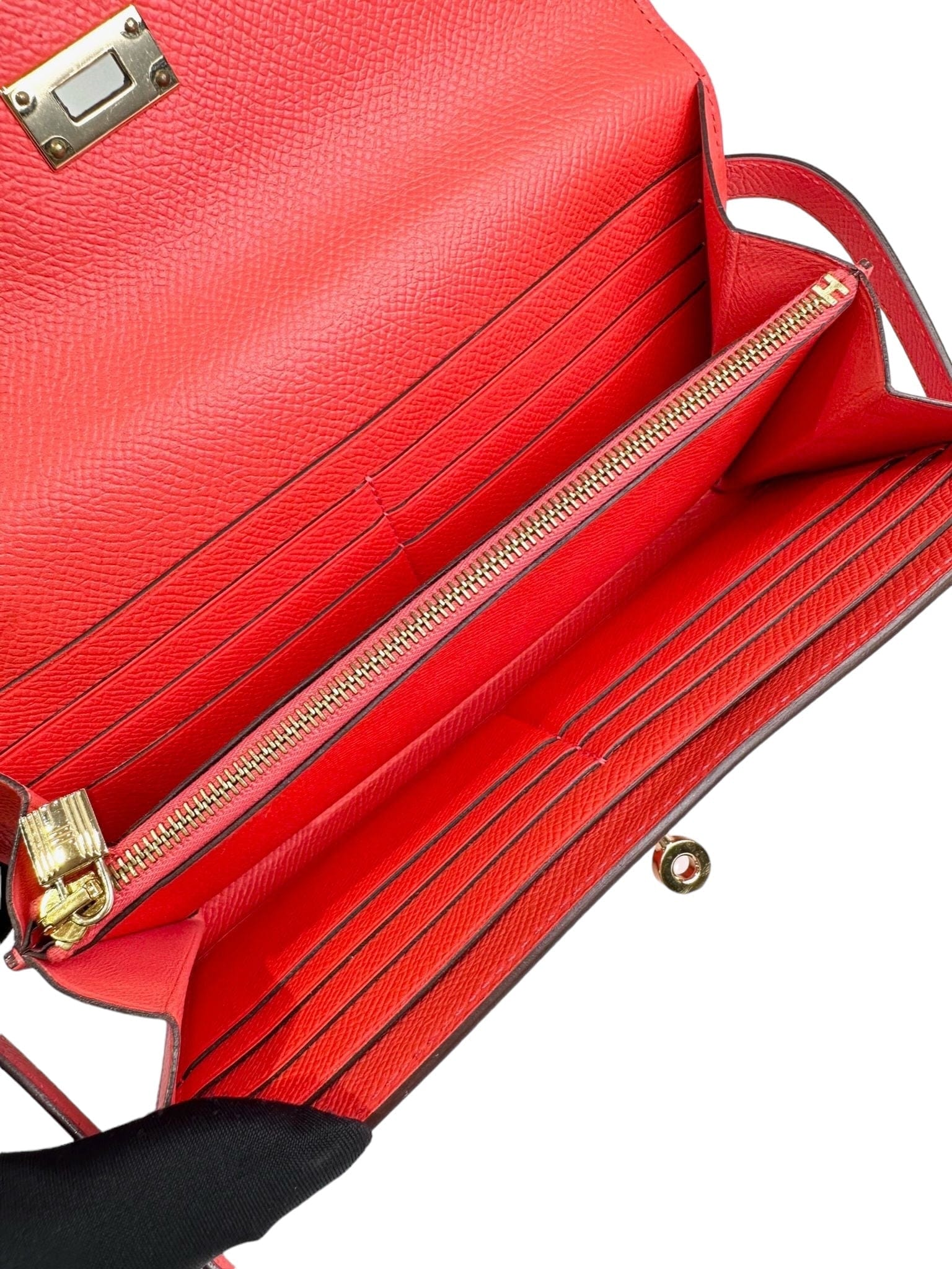 Hermes Hermes Long Kelly Wallet in Red with GHW