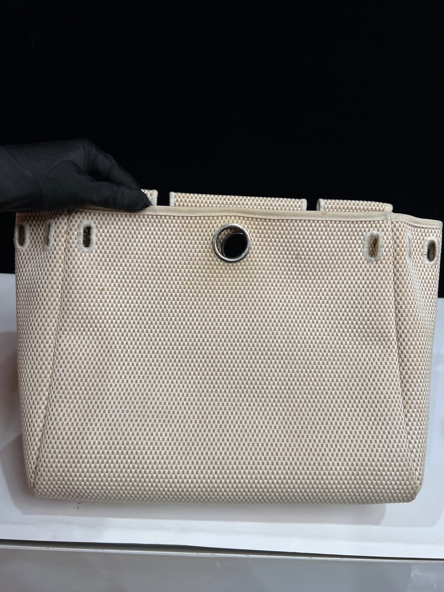 Iconn Boutique Hermès Herbag 31 Black Canvas Tan Leather Silver Hardware G Stamp