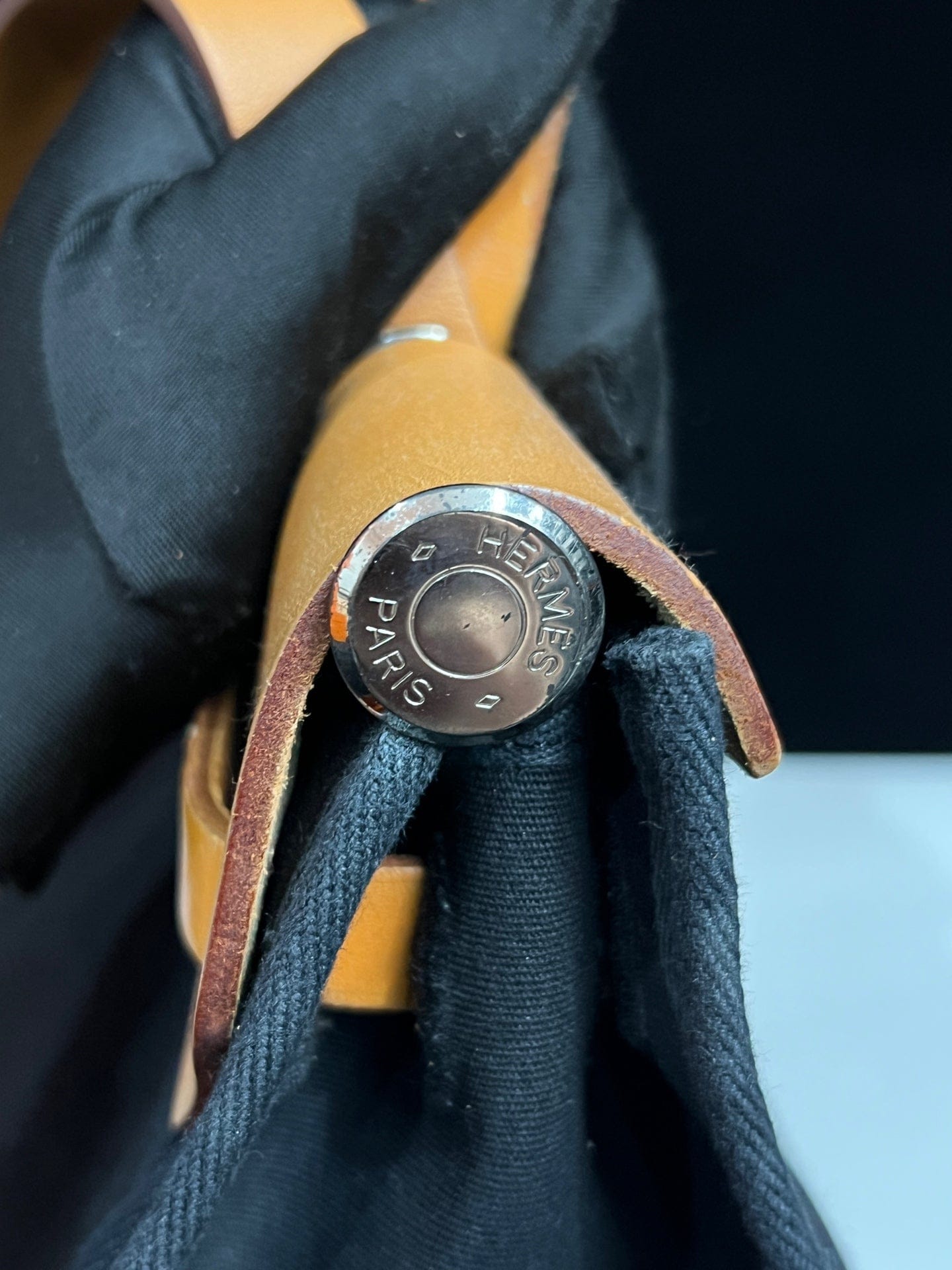 Iconn Boutique Hermès Herbag 31 Black Canvas Tan Leather Silver Hardware G Stamp