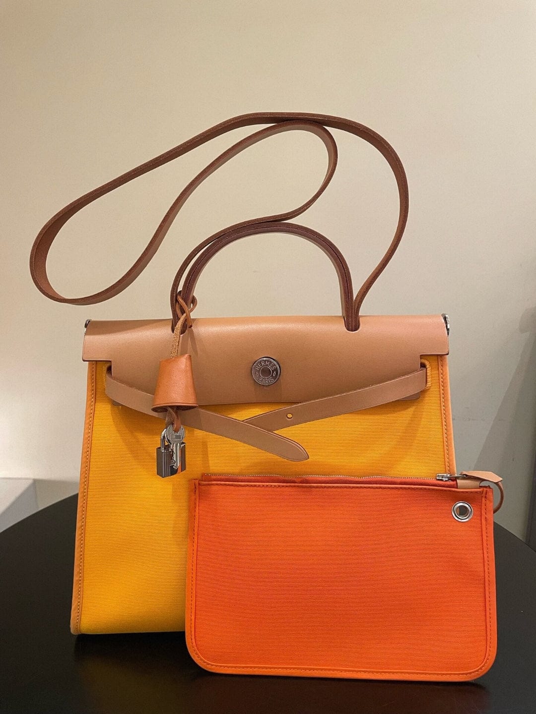 Iconn Boutique Hermès Herbag 31cm Soleil Yellow with Orange Interior Stamp Q