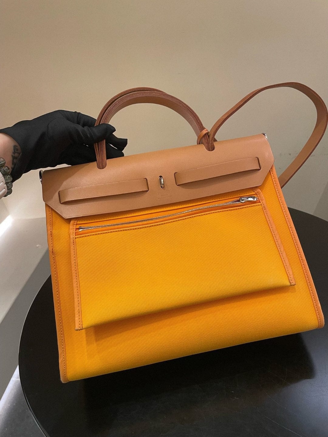 Iconn Boutique Hermès Herbag 31cm Soleil Yellow with Orange Interior Stamp Q