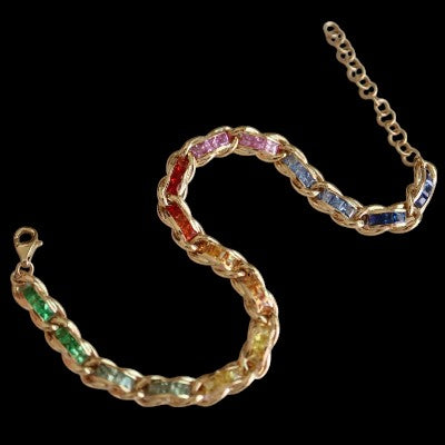 5.00ct Multi Sapphire Bracelet Set in 18K Yellow Gold