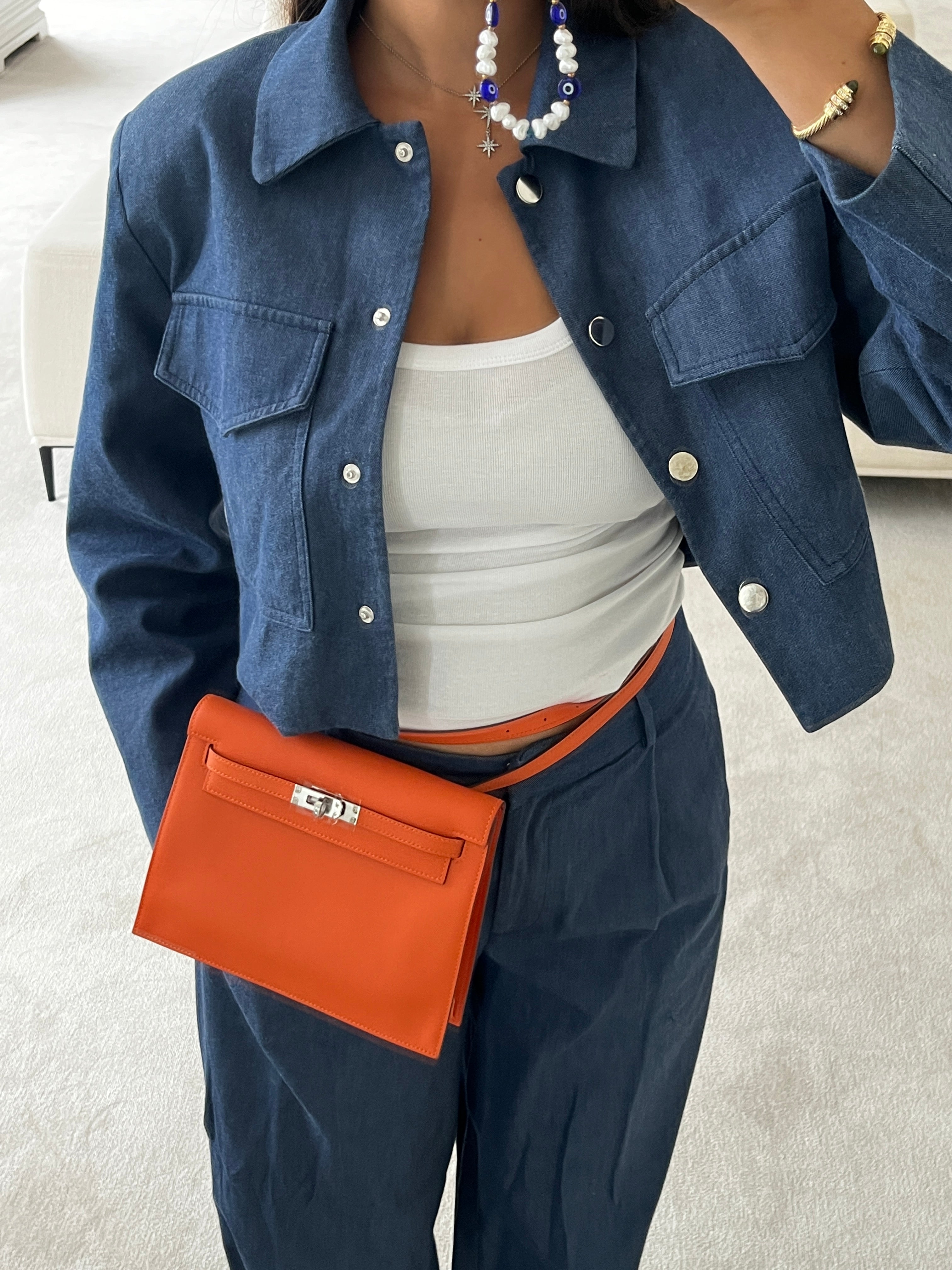 HERMÈS KELLY DANSE ORANGE Swift Leather with Palladium Hardware