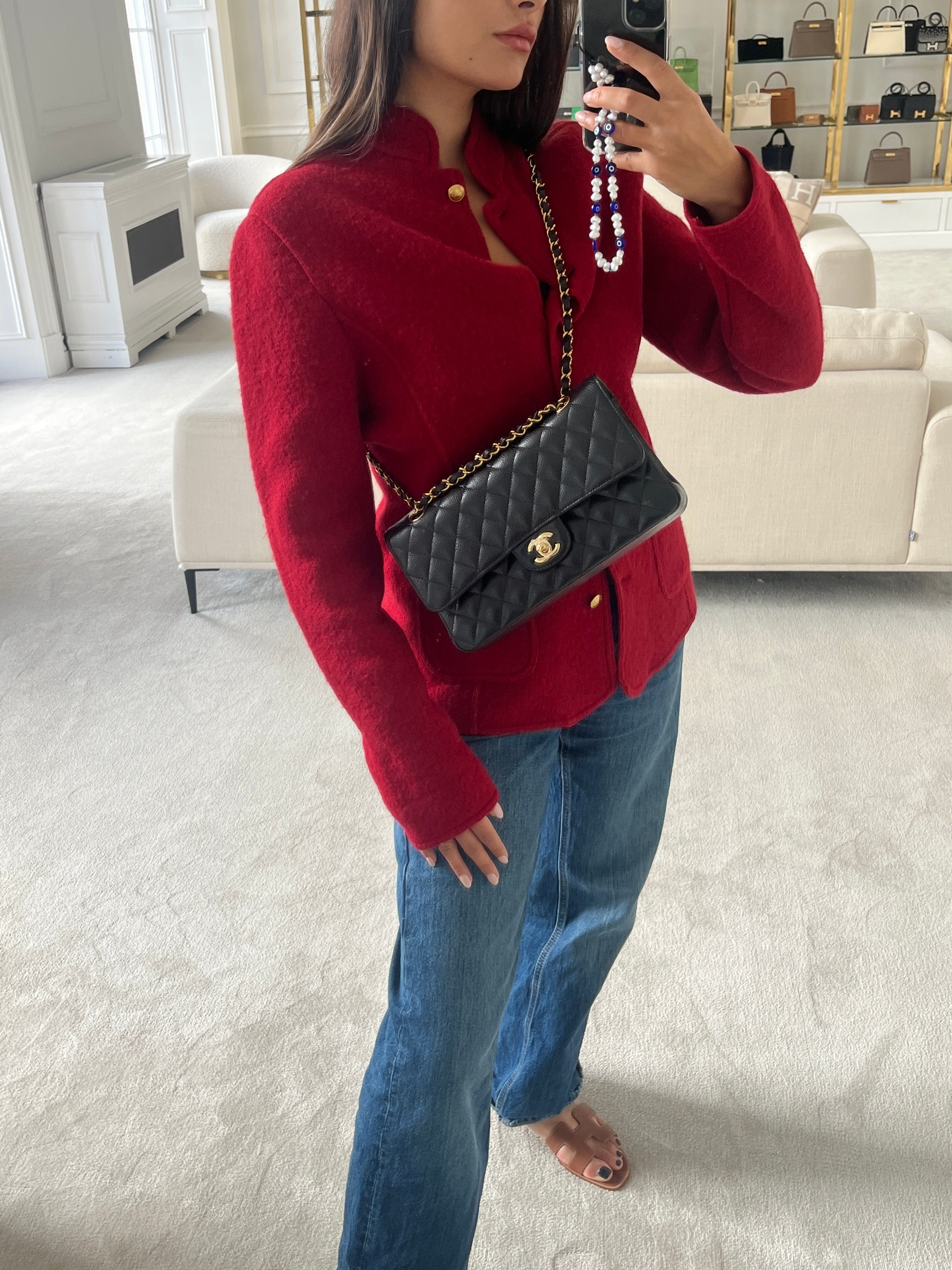 *LONDON LOCATED* CHANEL MEDIUM CLASSIC FLAP BAG BLACK Caviar Leather with Gold-Tone Metal