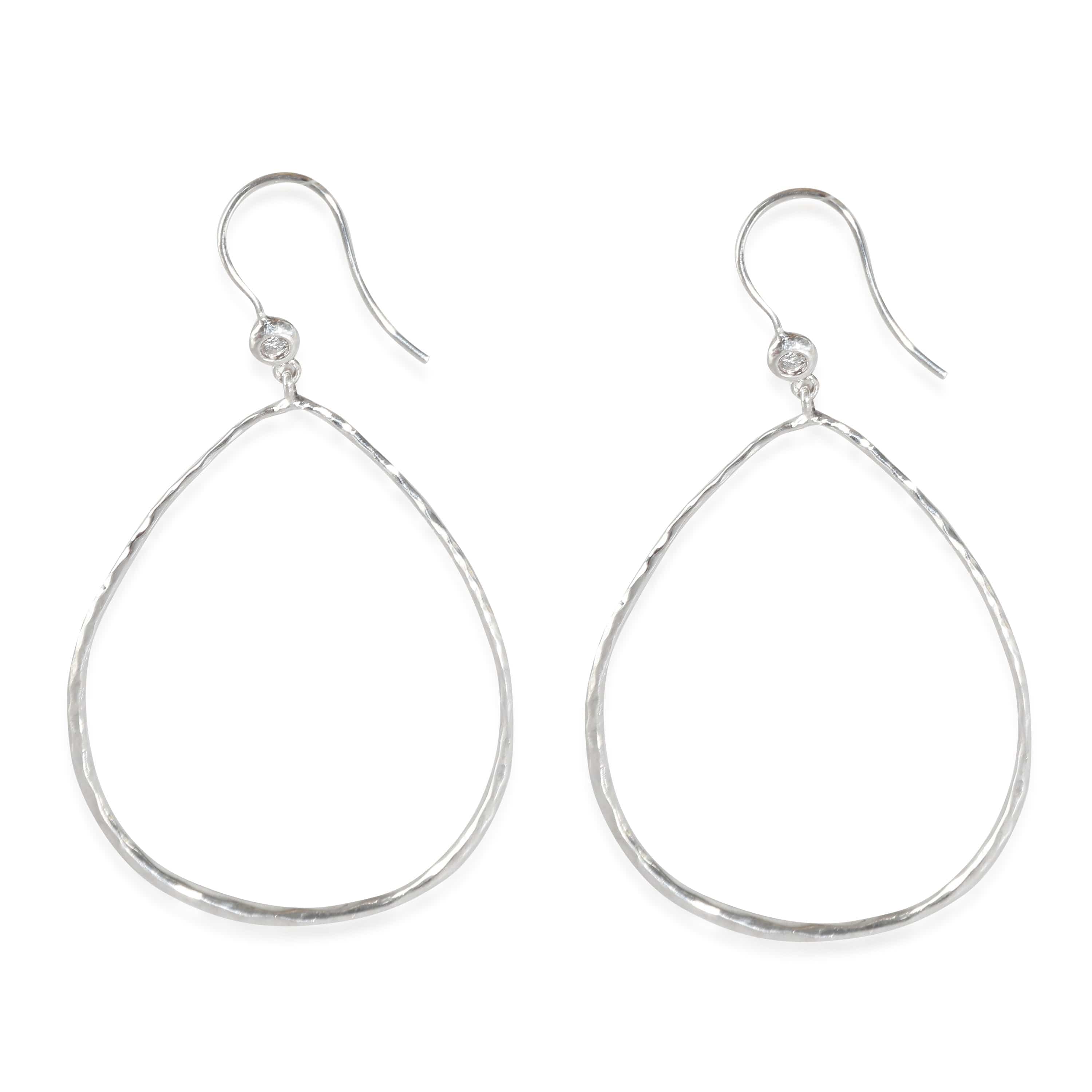 Ippolita ppolita Classico Hammered Teardrop Earrings with Diamonds in Sterling Silver