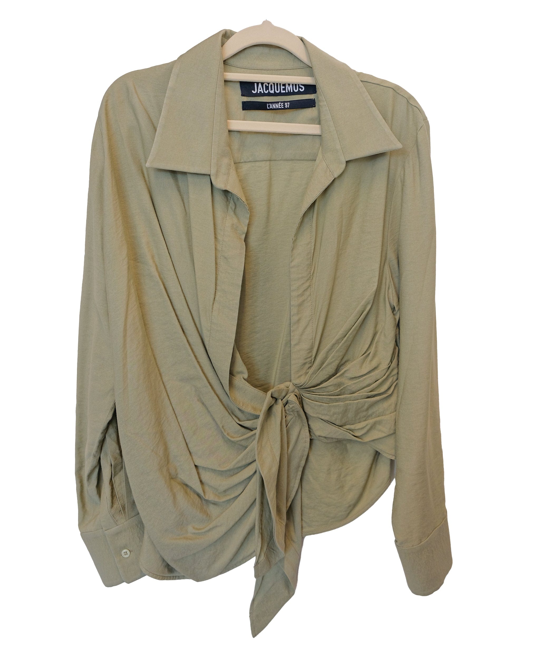 Jacquemus Jacquemus Green Twill Tie-Front Le Bahia Shirt M RJC3890