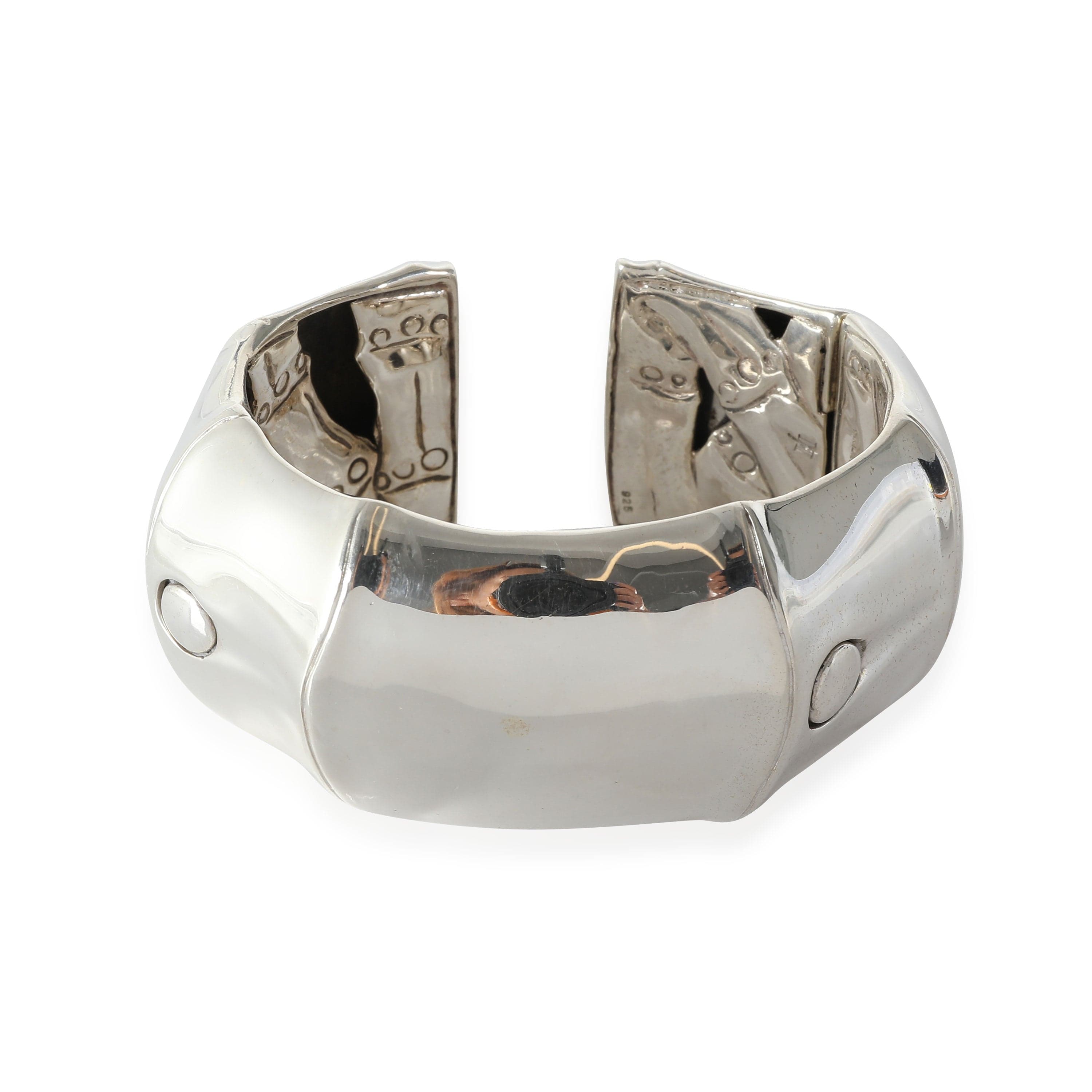 John Hardy Wide Bamboo Kick Bracelet in  Sterling Silver