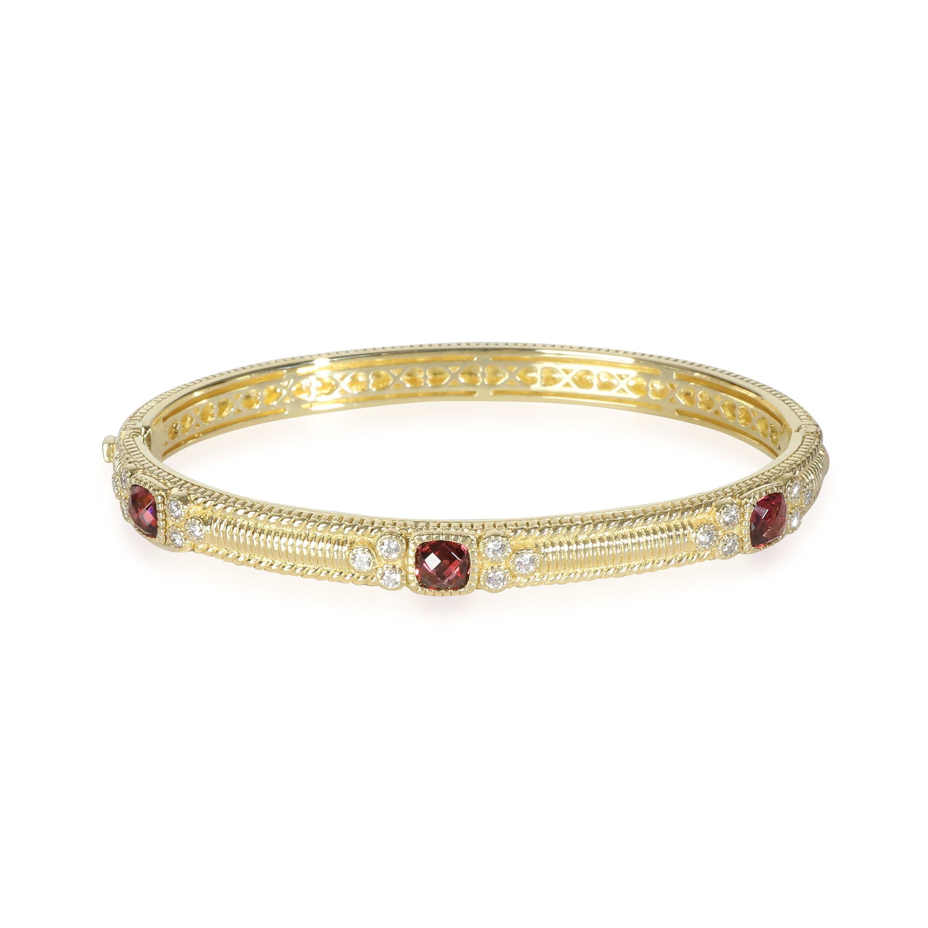 Judith Ripka La Petite Tourmaline Diamond Bangle in 18k Yellow Gold 0.3 CTW