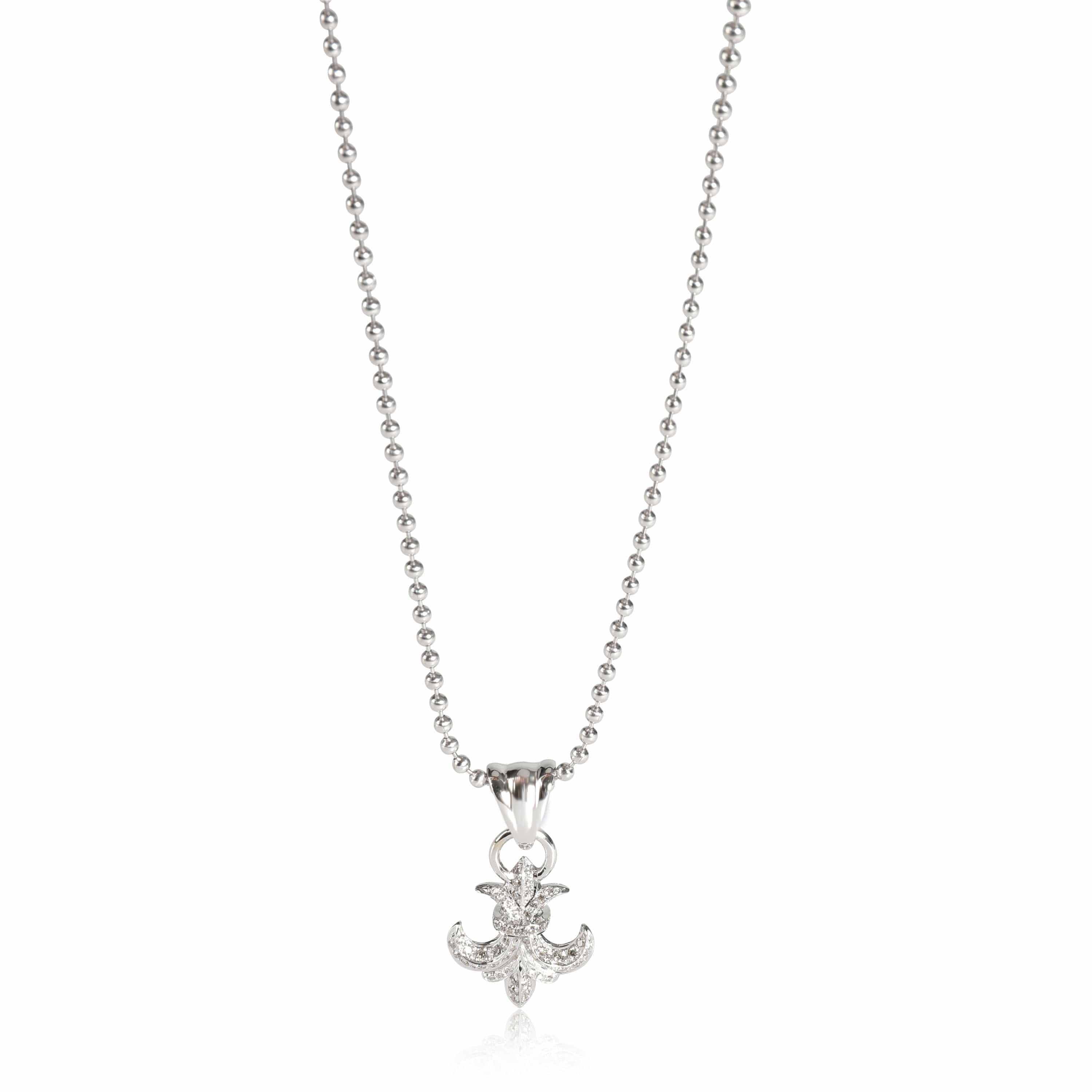 King Baby King Baby Diamond Fleur-de-Lis Pendant 18K White Gold/Sterling Silver