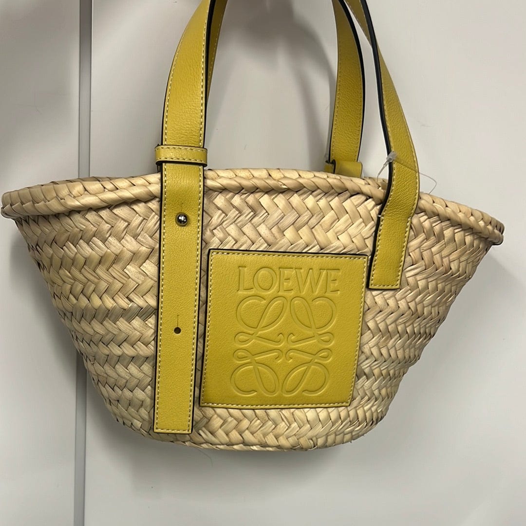 LOEWE LOEWE Basket Bag Raffia×Leather Yellow×Natural B0404P7T8E