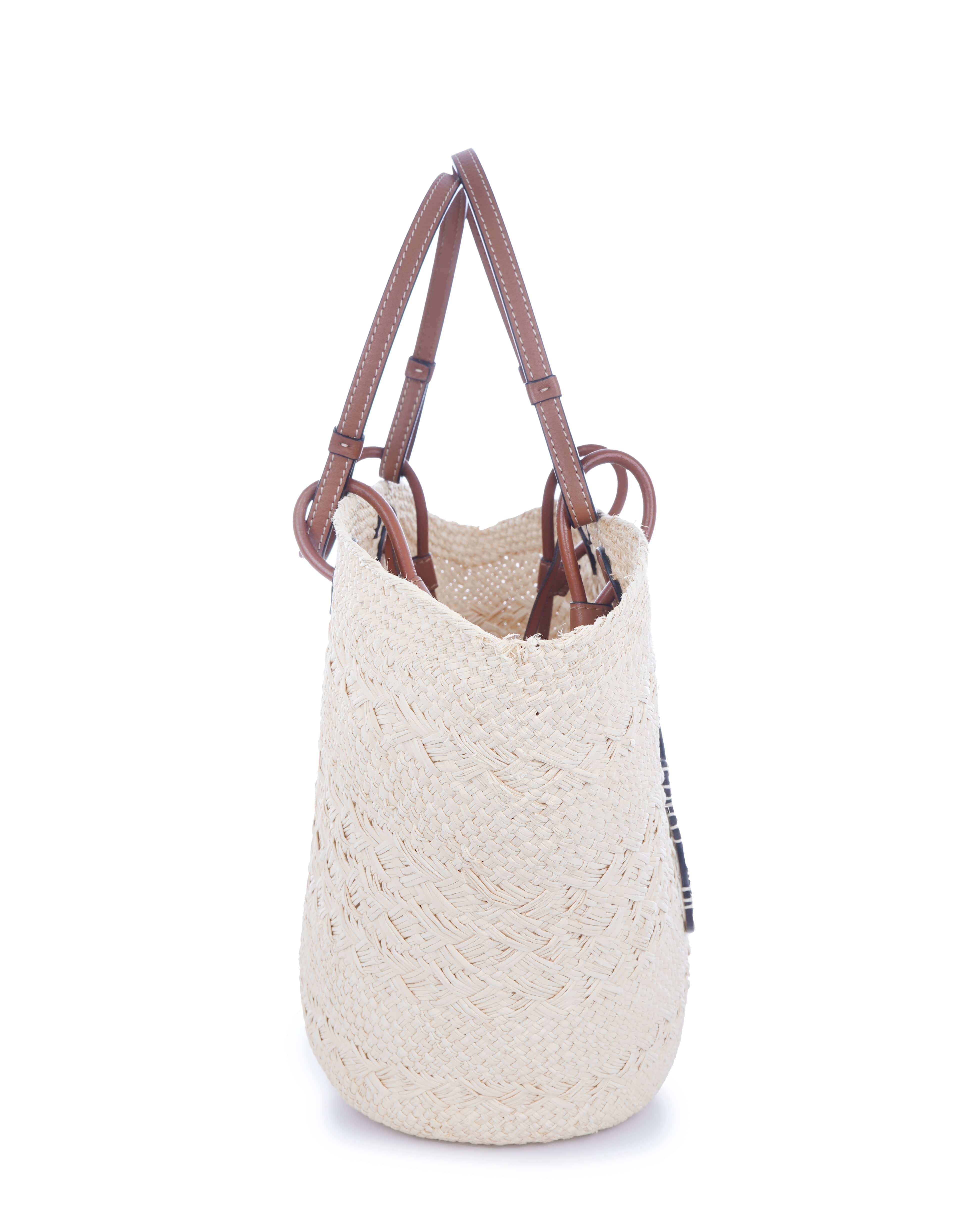 Loewe Loewe Paula's Ibiza medium leather-trimmed woven raffia tote ALC1512