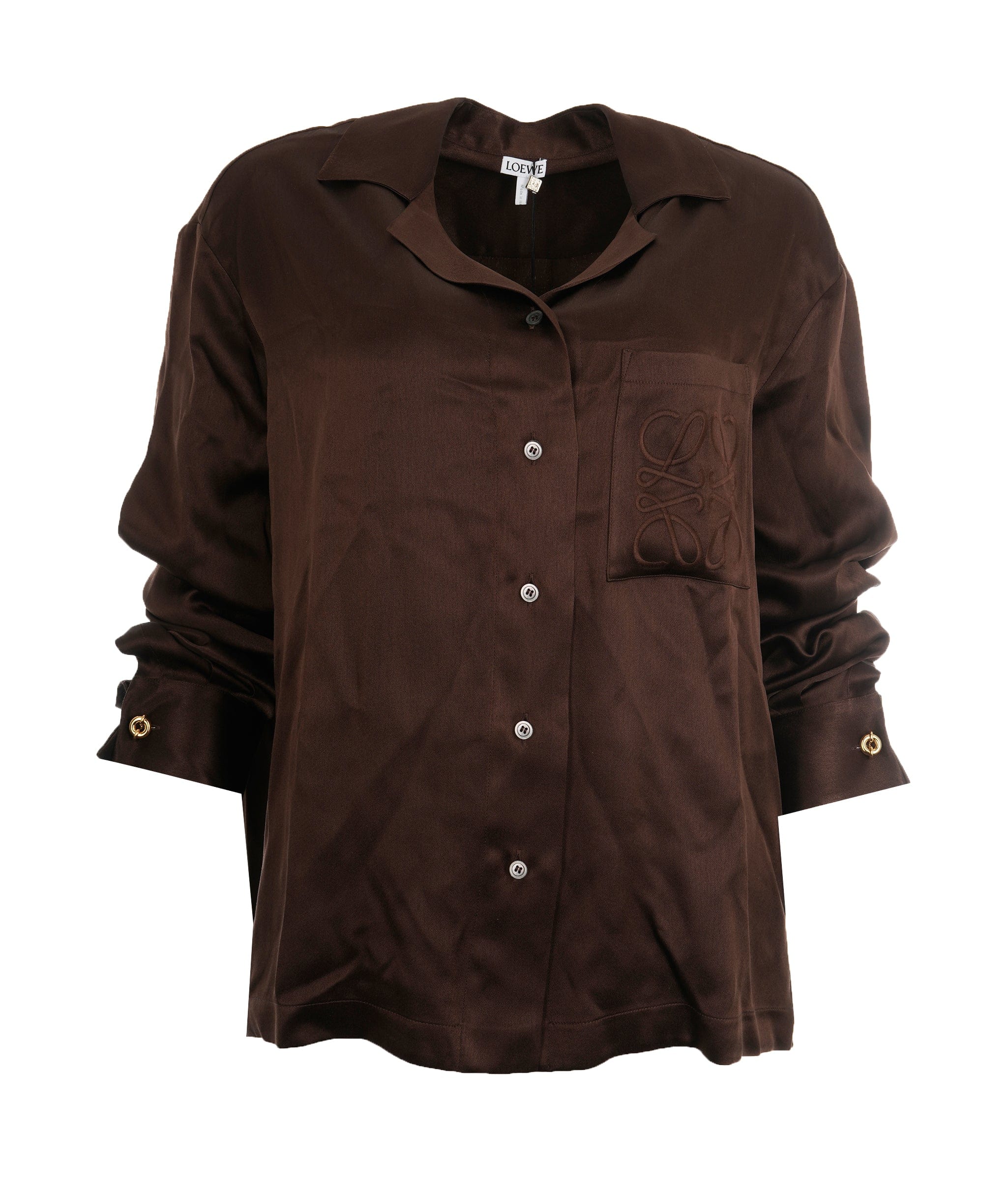 Loewe Loewe Anagram silk brown blouse AJL0190