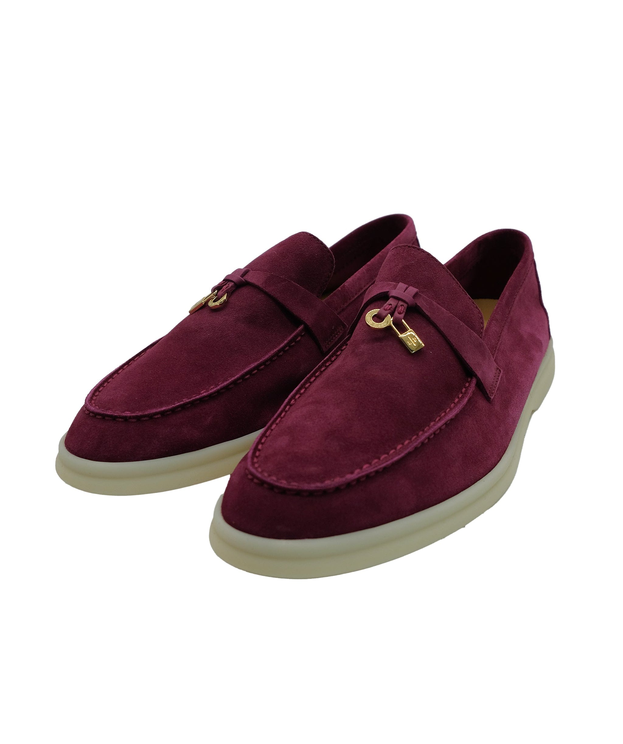 Loro Piana Loro Piana Summer Charms Burgundy Suede 40.5 REC1532