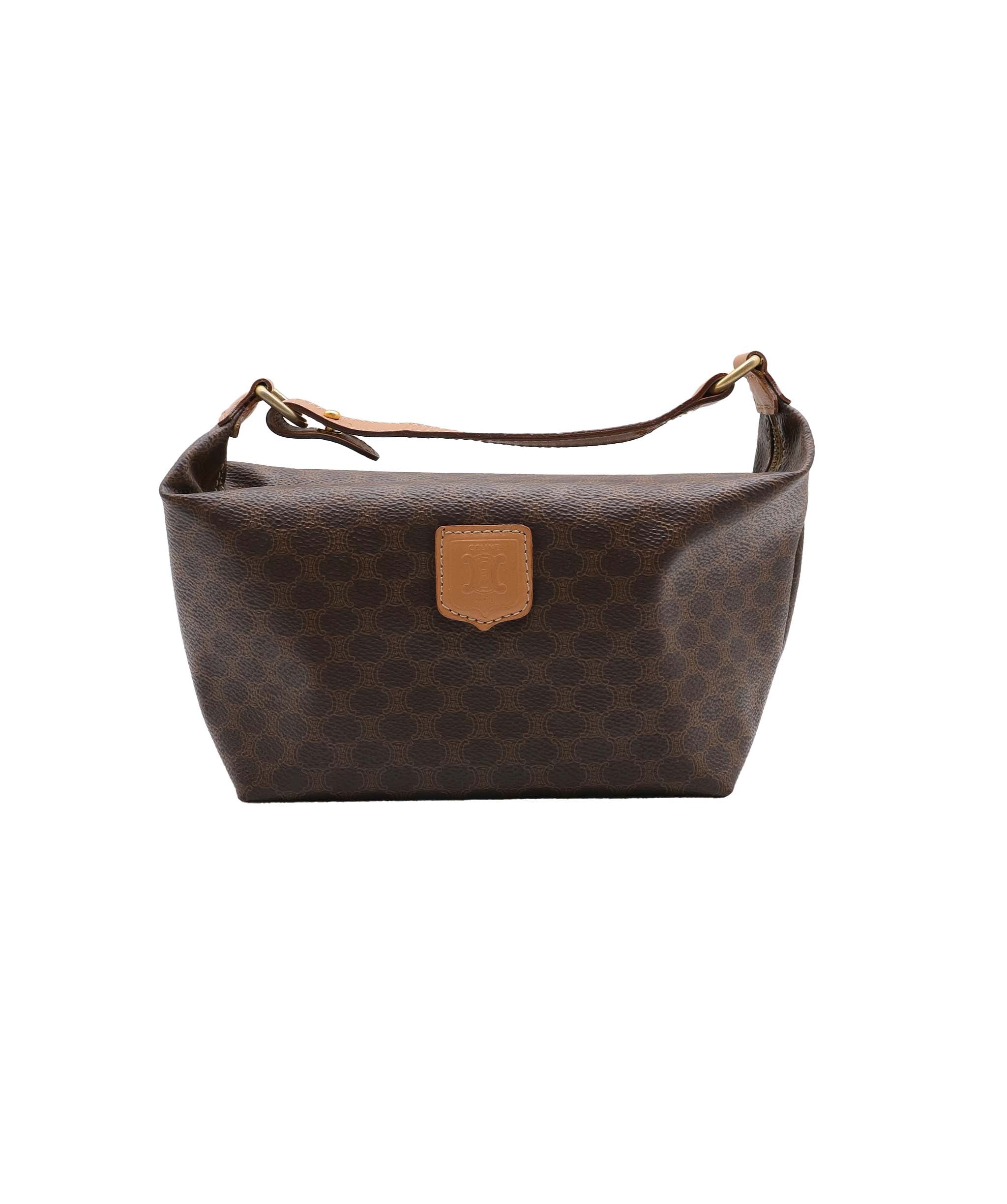 Louis Vuitton CELINE Macadam Canvas Hand Bag PVC Leather Brown Gold Auth 87145A DXBV0074