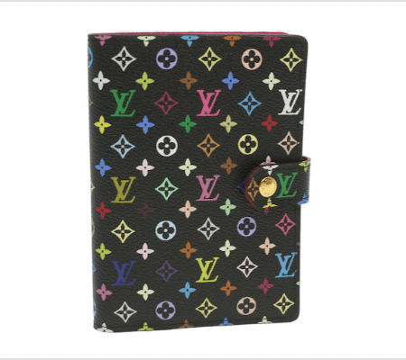 Louis Vuitton LOUIS VUITTON Multicolor Agenda PM Day Planner Cover Black R21076 LV Auth ki2740 ASC2595