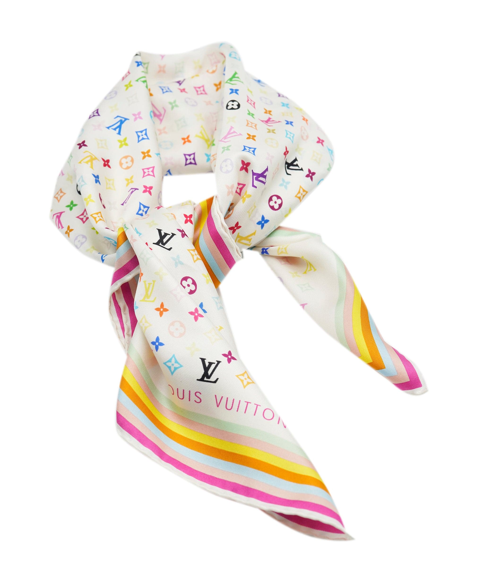 Louis Vuitton Louis Vuitton Multicolor Scarf White ASL9205