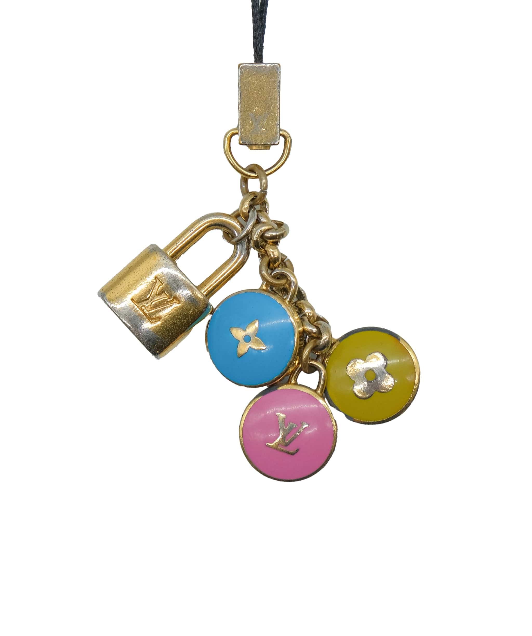 Louis Vuitton LOUIS VUITTON Bijoux Telephonne Pastilles Charm Gold Blue M65388 LV Auth ti1661	 DXBS0374