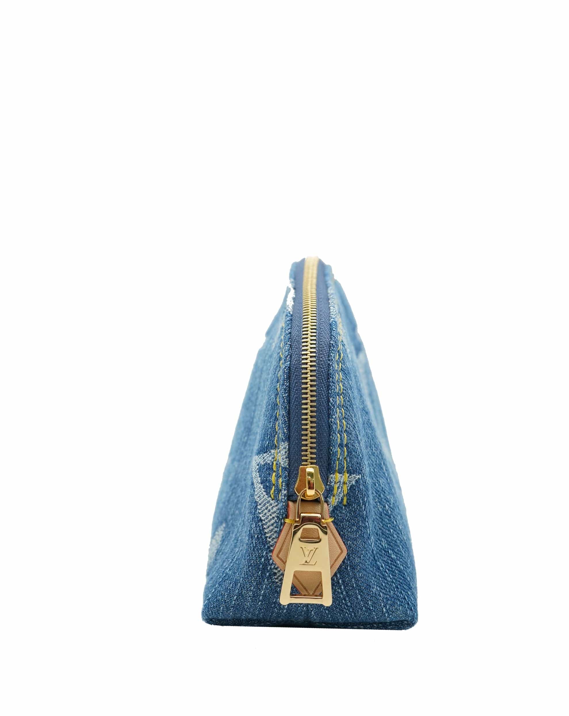 Louis Vuitton Louis Vuitton Blue Monogram Denim Pochette Cosmetique PM ABC0814