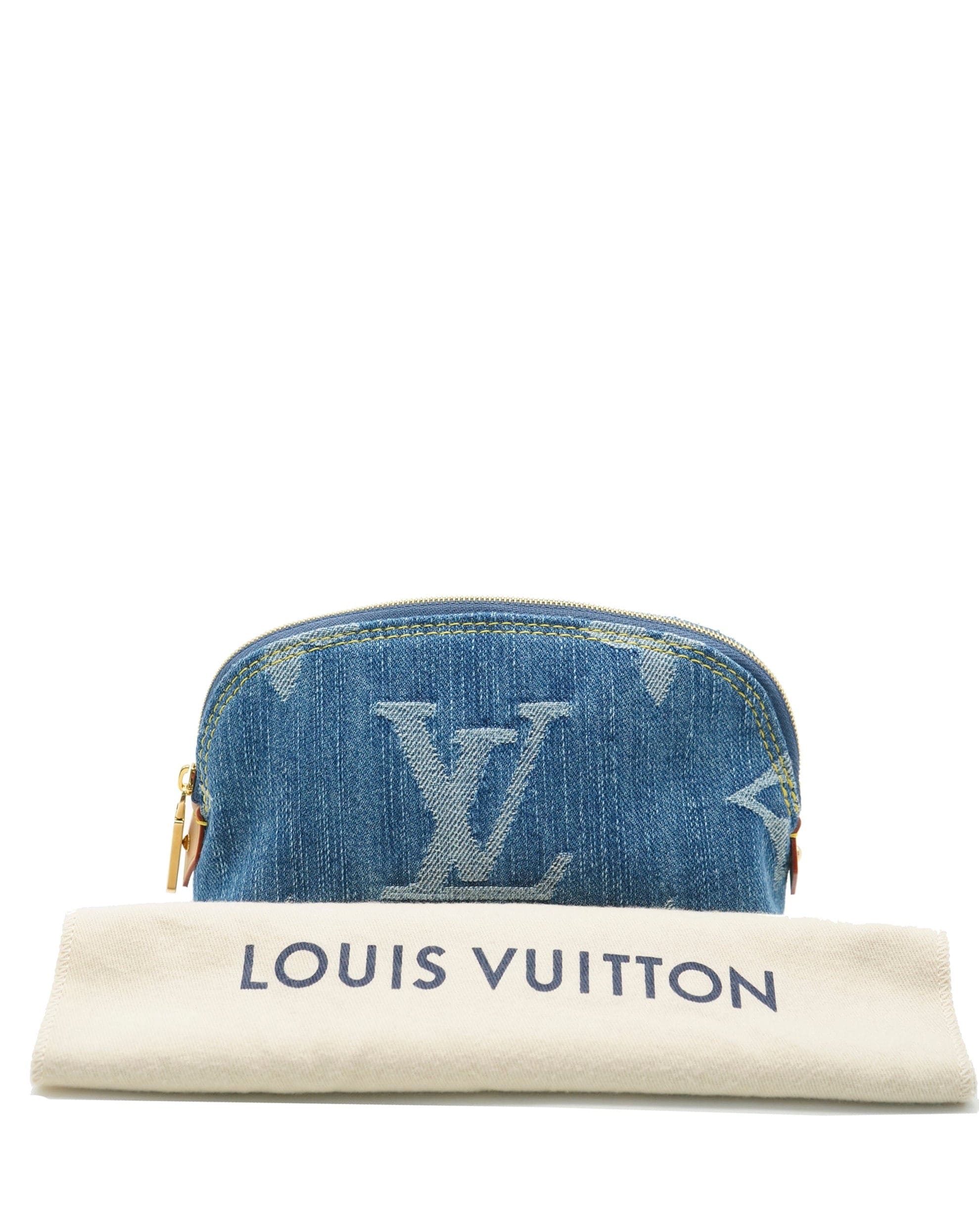 Louis Vuitton Louis Vuitton Blue Monogram Denim Pochette Cosmetique PM ABC0814