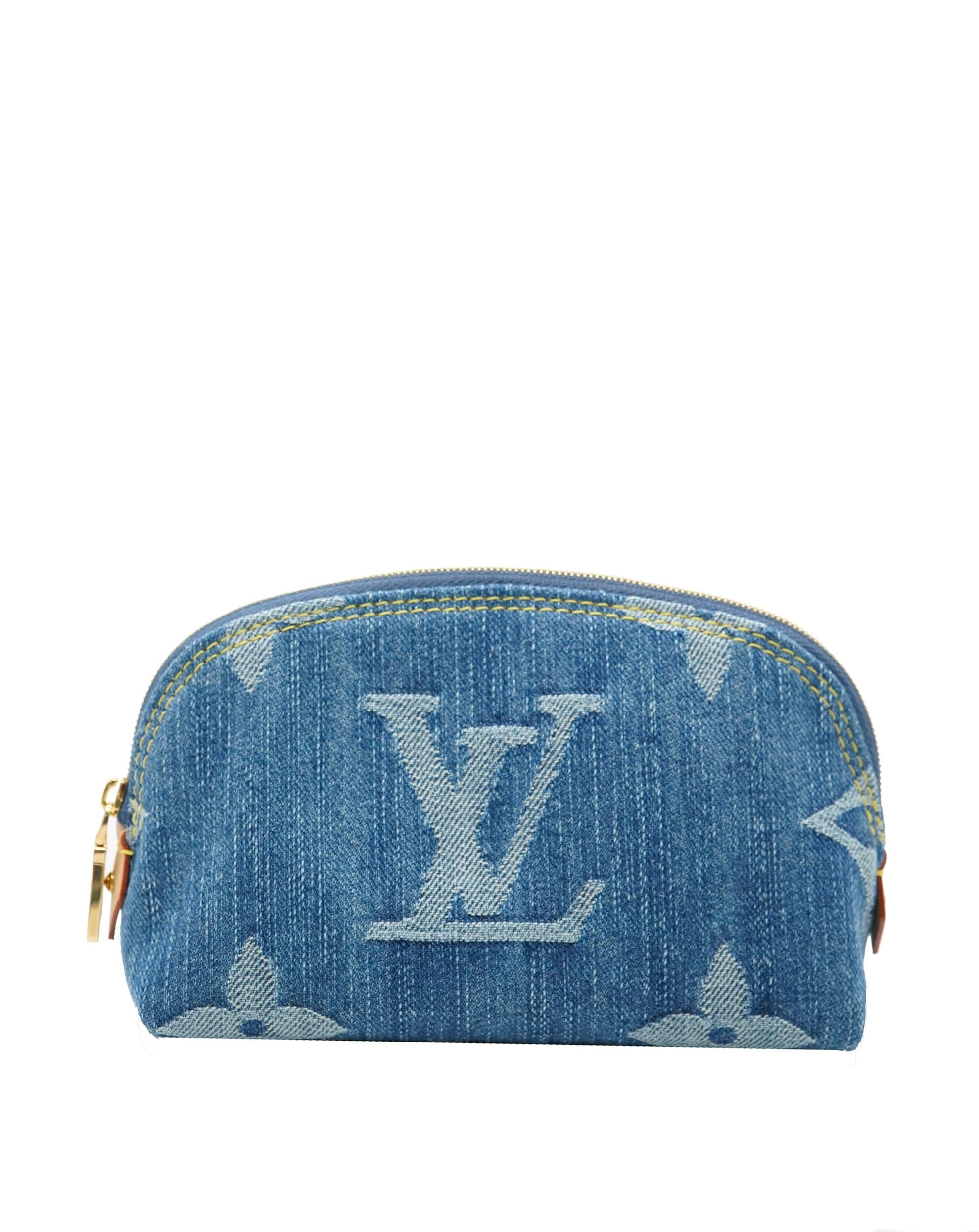 Louis Vuitton Louis Vuitton Blue Monogram Denim Pochette Cosmetique PM ABC0814