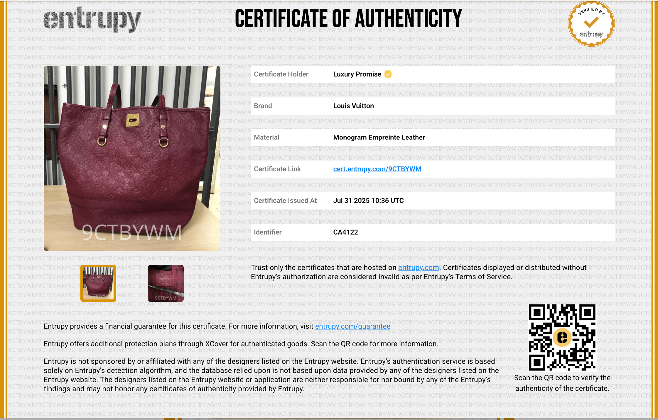 LOUIS VUITTON LOUIS VUITTON M940949 Empreinte Citadine 1B050463ASN