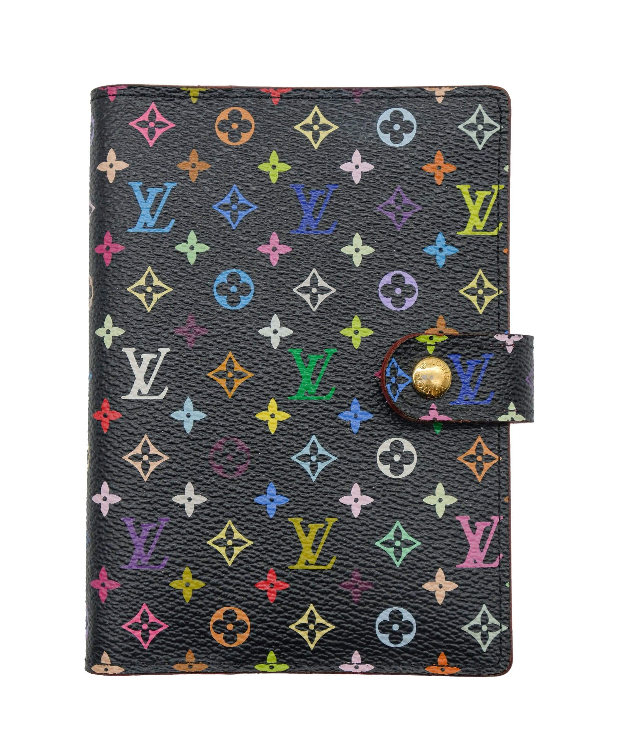 Louis Vuitton LOUIS VUITTON Monogram Multicolor Agenda PM Day Planner Black R21076 Auth 73946	 DXBS0406