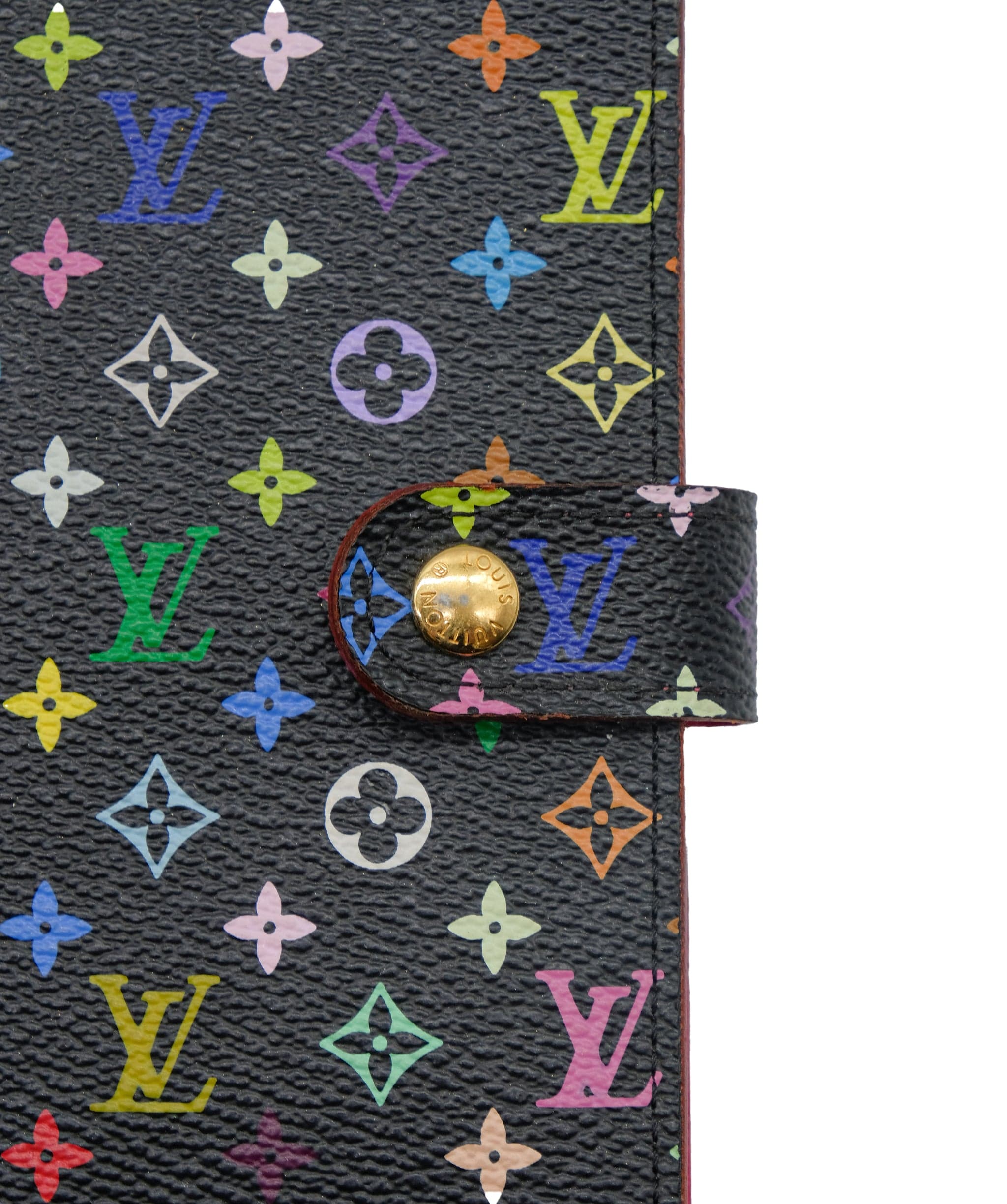 Louis Vuitton LOUIS VUITTON Monogram Multicolor Agenda PM Day Planner Black R21076 Auth 73946	 DXBS0406